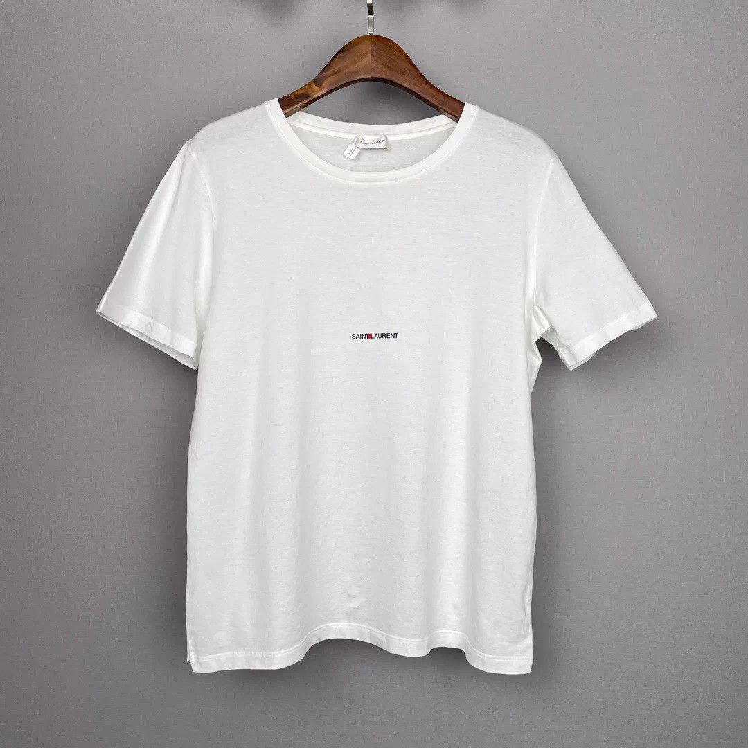 Saint Laurent Paris Saint Laurent Paris Men's White Cotton Logo T-Shirt XL Size US XL / EU 56 / 4 - 1 Thumbnail