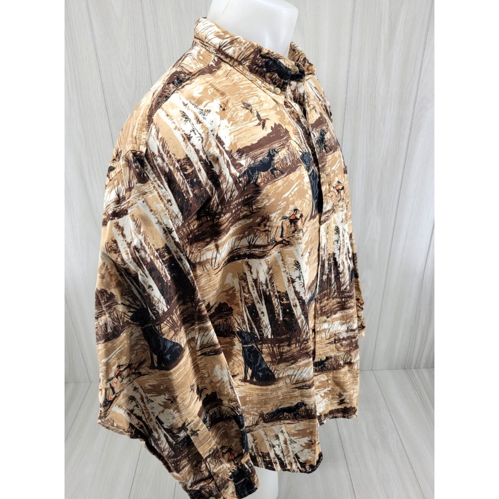 Alife Field Tested by Outdoor Life Men’s Button-Down Shirt Hunting Lab Outdoors 2XL Brown Beige 100% Cotton Button-Up Size US XXL / EU 58 / 5 - 6 Thumbnail