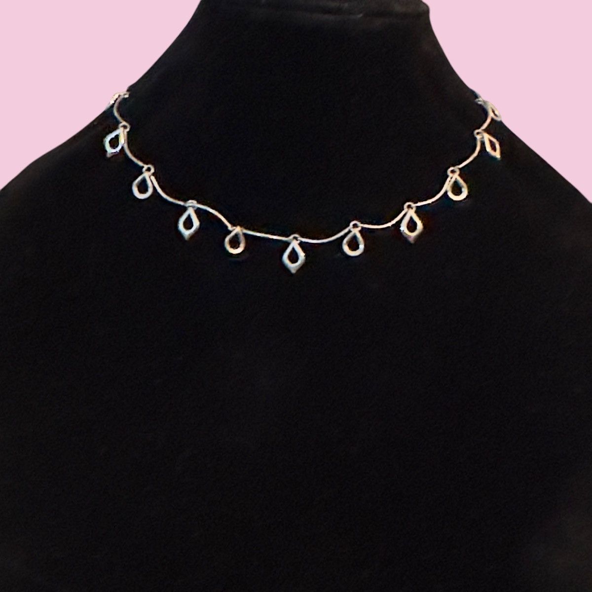 Other Silver tone curved bar link teardrop dangle necklace Size ONE SIZE - 1 Thumbnail