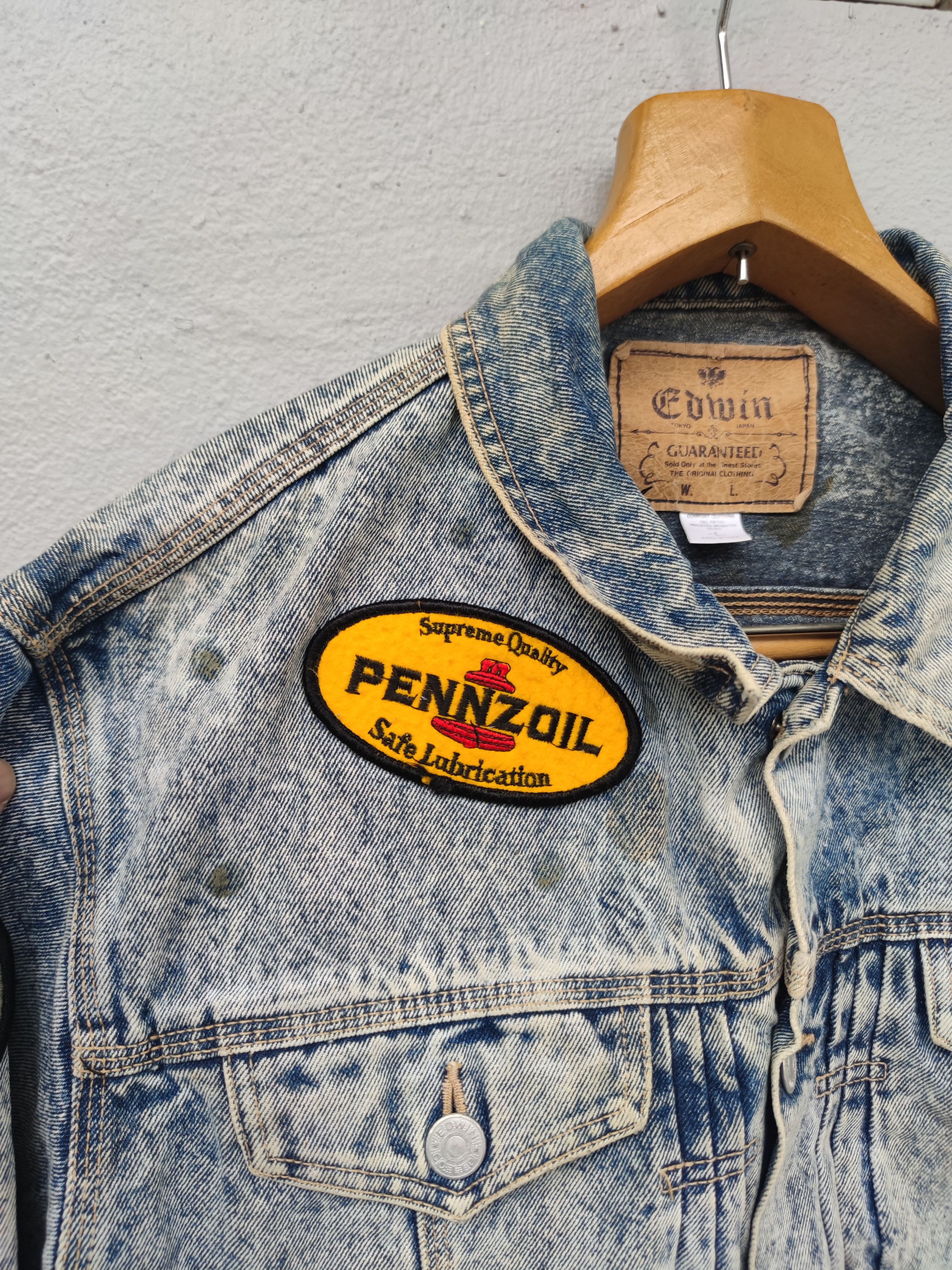 Edwin Vtg Edwin Denim Jacket Lucky Strike Penzoil Bel-Ray Oneal Size US L / EU 52-54 / 3 - 3 Thumbnail
