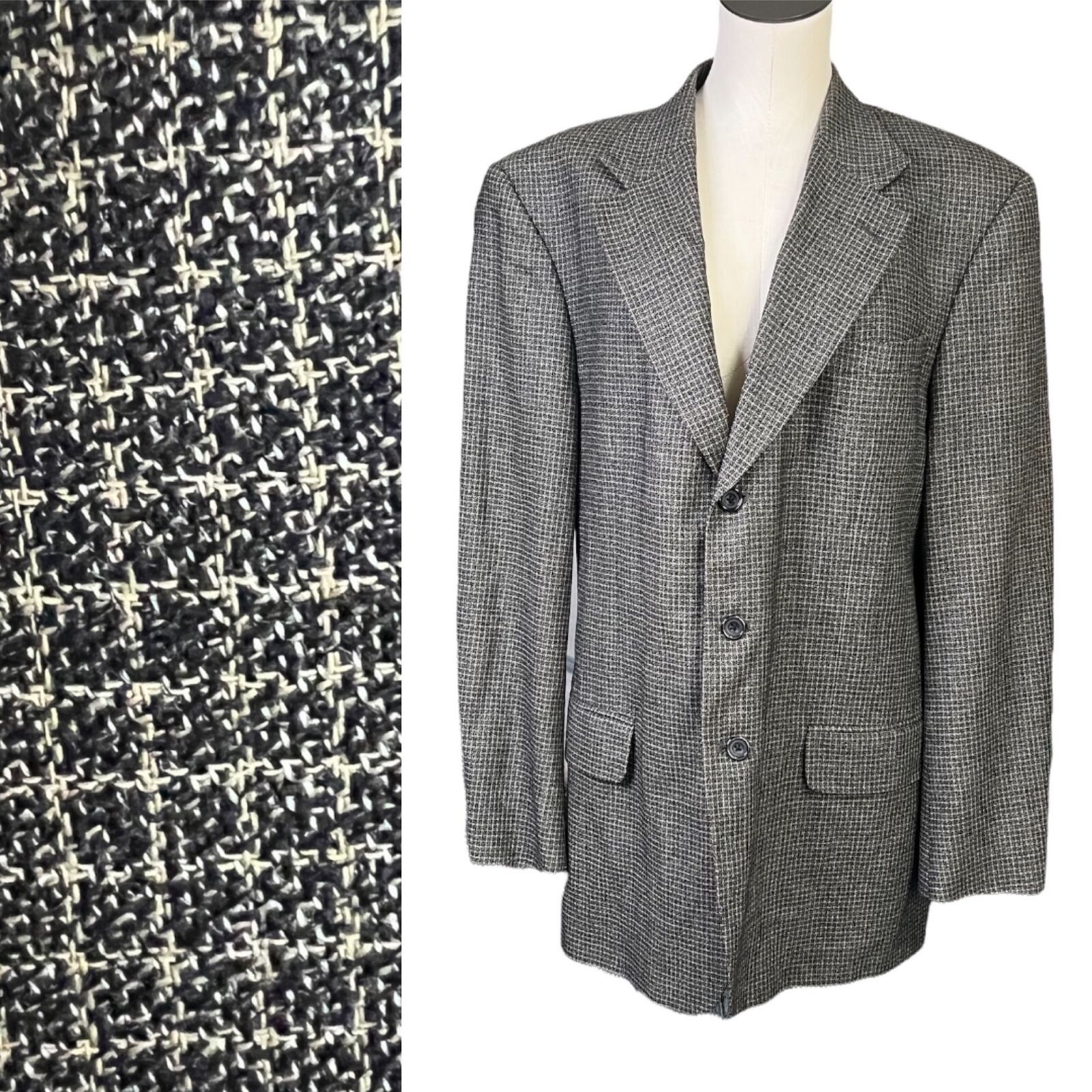 Oscar De La Renta Oscar De La Renta Menswear Tweed Print Blazer 3 Button 42L Size 42L - 1 Thumbnail