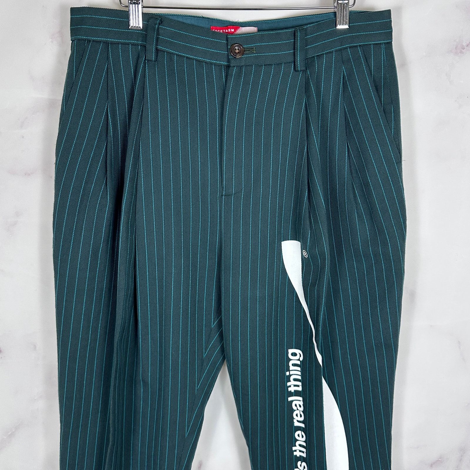 Facetasm Coca-Cola Green Two Tuck Stripe Pants Size US 32 / EU 48 - 3 Thumbnail