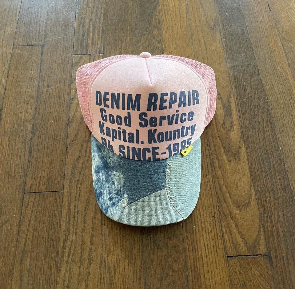 Pre-owned Kapital Denim Trucker Hat In Pink