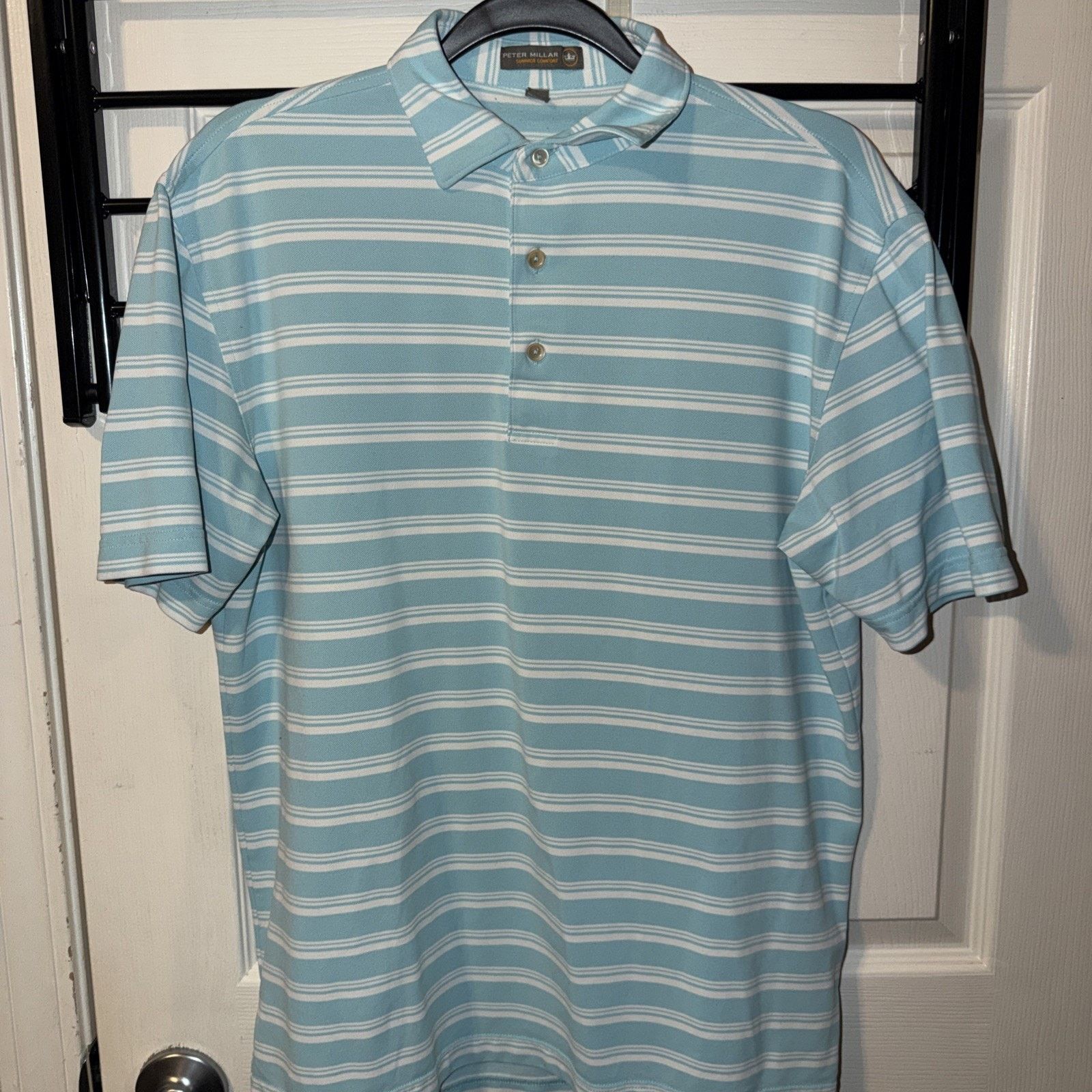 Peter Millar Peter Millar Golf Polo White Blue Aqua Small Size US S / EU 44-46 / 1 - 1 Thumbnail