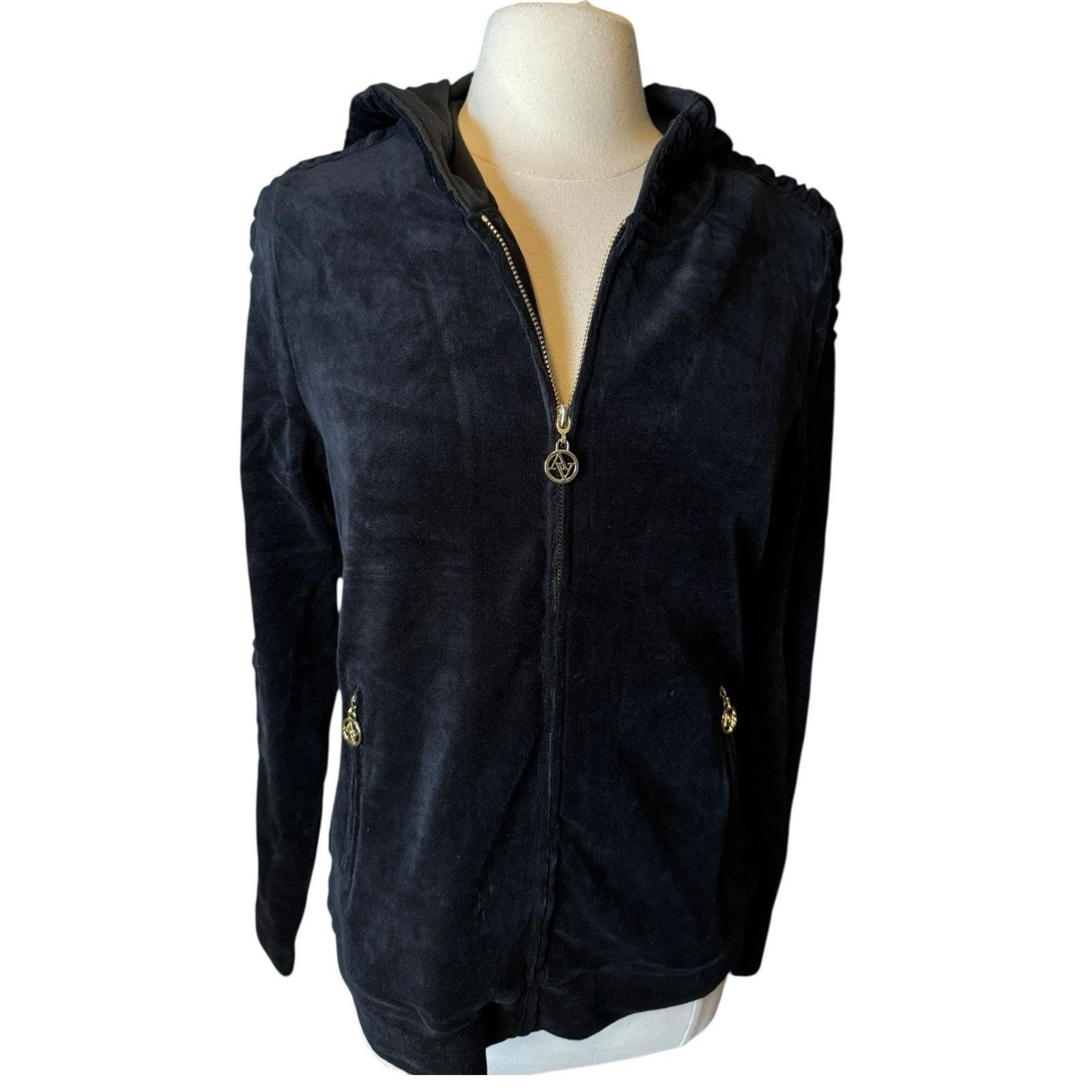Other Adrienne Vittadini NEW Velour Full Zip Hoodie Sweatshirt Size XL / US 12-14 / IT 48-50 - 2 Thumbnail