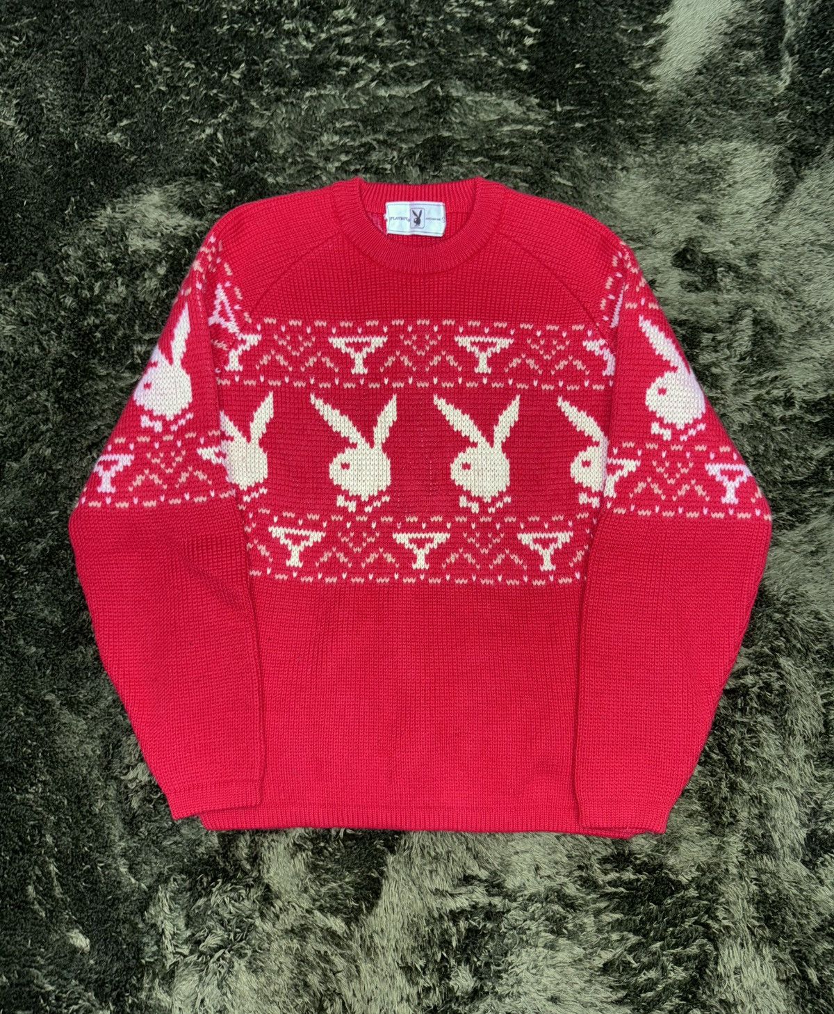 Playboy [S] playboy japan jacquard standard fit knit red Size US S / EU 44-46 / 1 - 1 Thumbnail