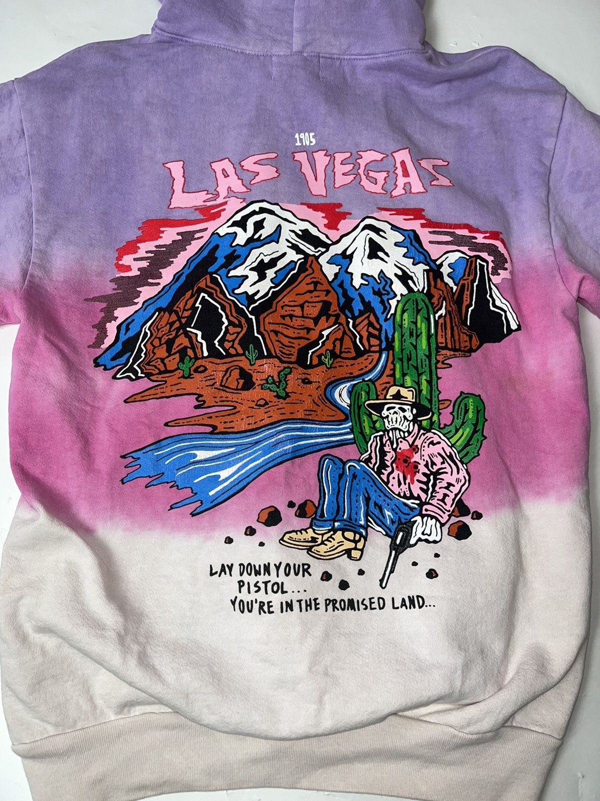 image of Lay Down Your Pistol Warren Lotas Hoodie in Light Purple, Men's (Size Medium)