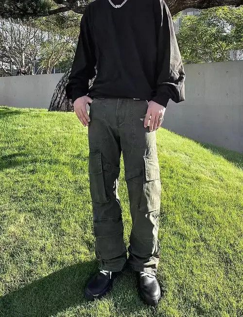 Jean High Street Style Zip Retro Army Green Cargo Pants Size US 32 / EU 48 - 2 Thumbnail