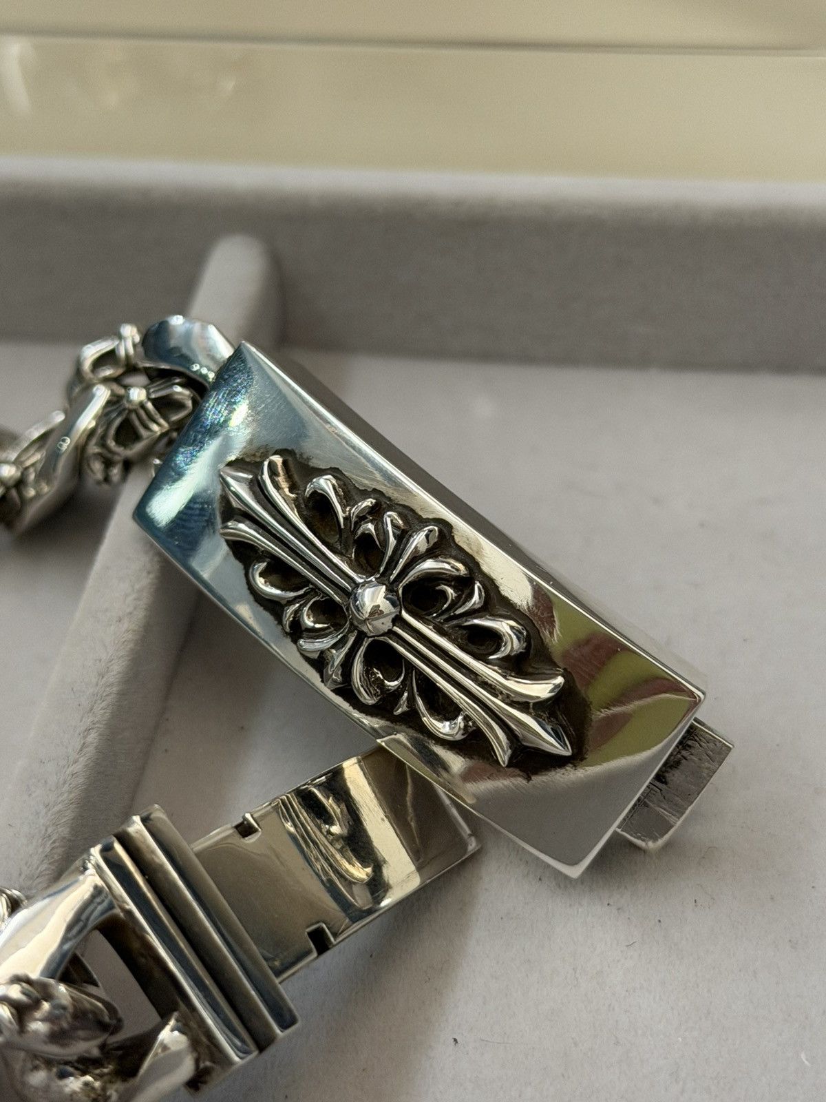 Chrome Hearts Chrome Hearts Floral Cross Fancy Link ID Bracelet Size ONE SIZE - 2 Thumbnail