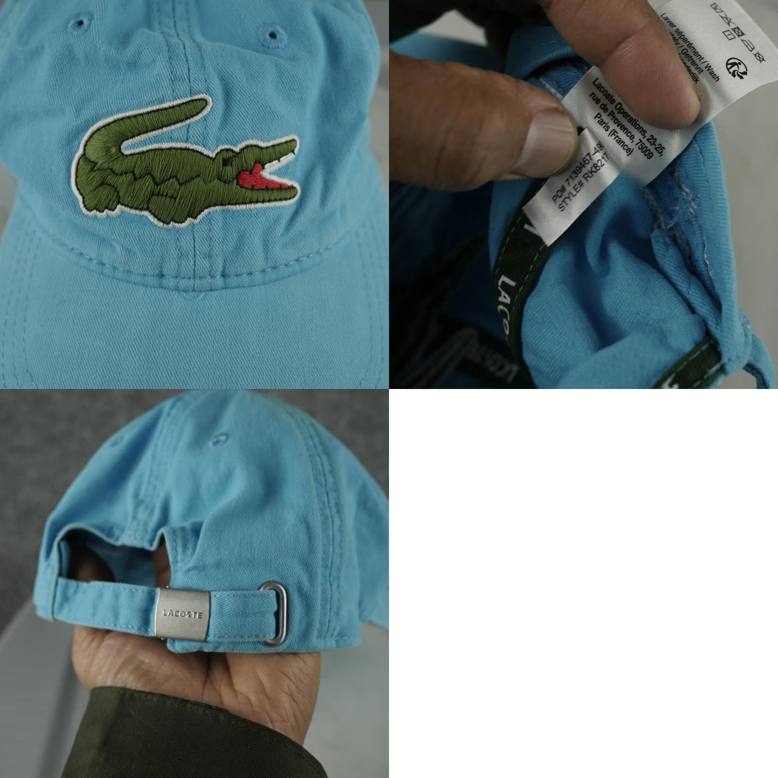 Lacoste Lacoste Hat Cap Strap Back Mens One Size Blue Baseball Big Crocodile Logo Flaw Size ONE SIZE - 9 Thumbnail