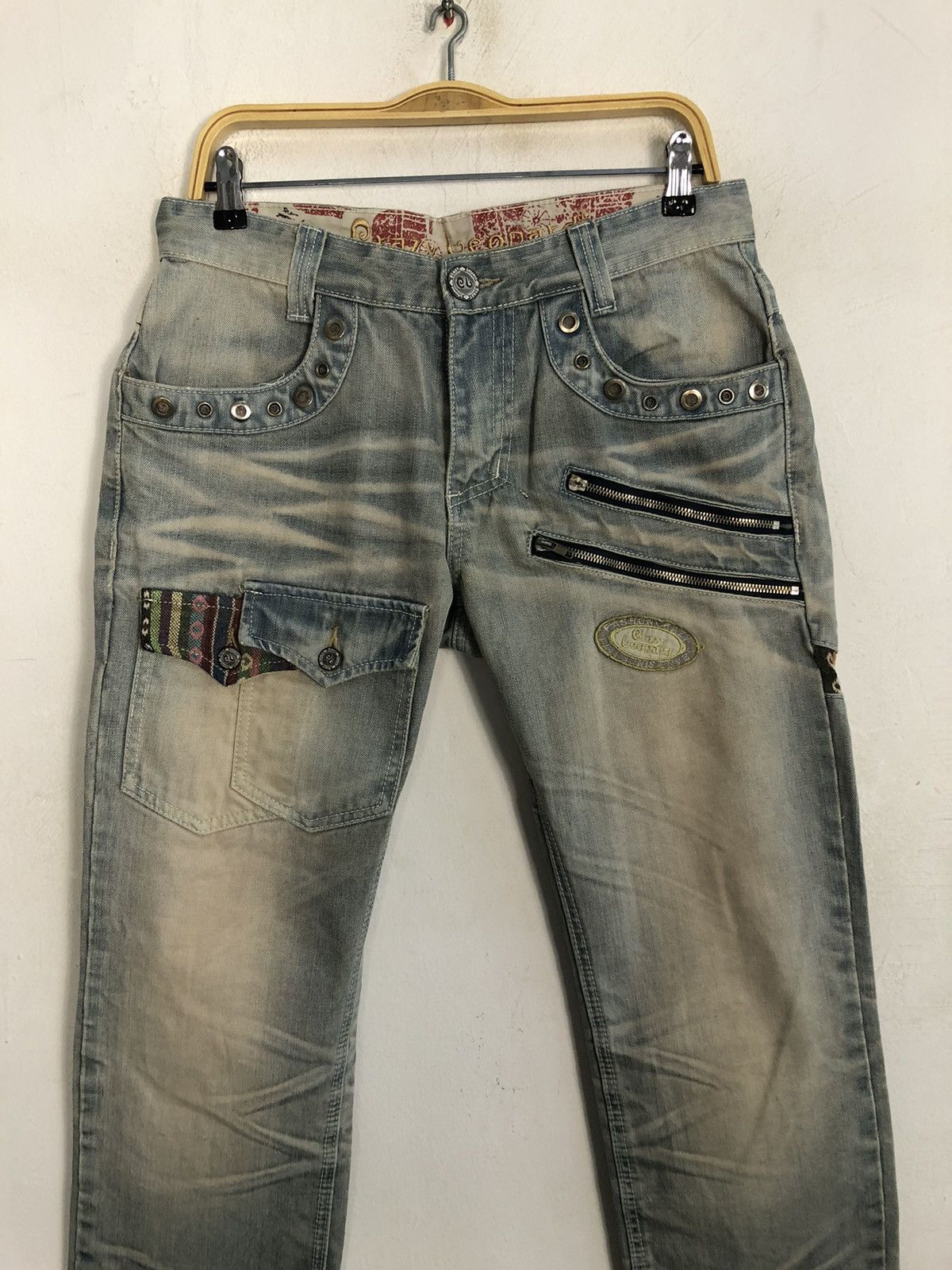Hysteric Glamour Hype 90s Crazy Leopard Multipocket Zipper Bondage Denim Size US 33 - 3 Thumbnail
