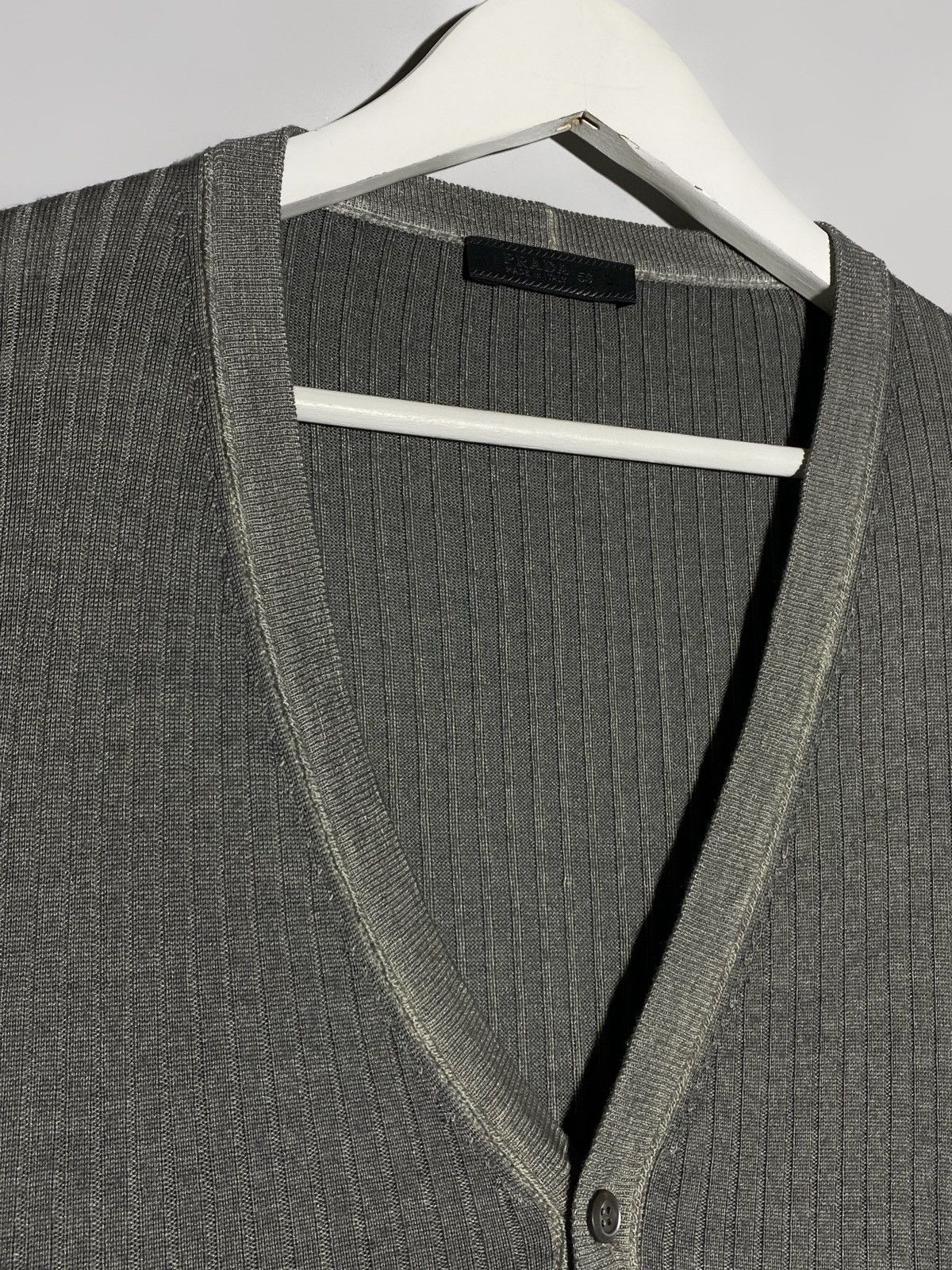 Prada Prada wool silk grey v-neck cardigan sweater Size US XL / EU 56 / 4 - 13 Thumbnail