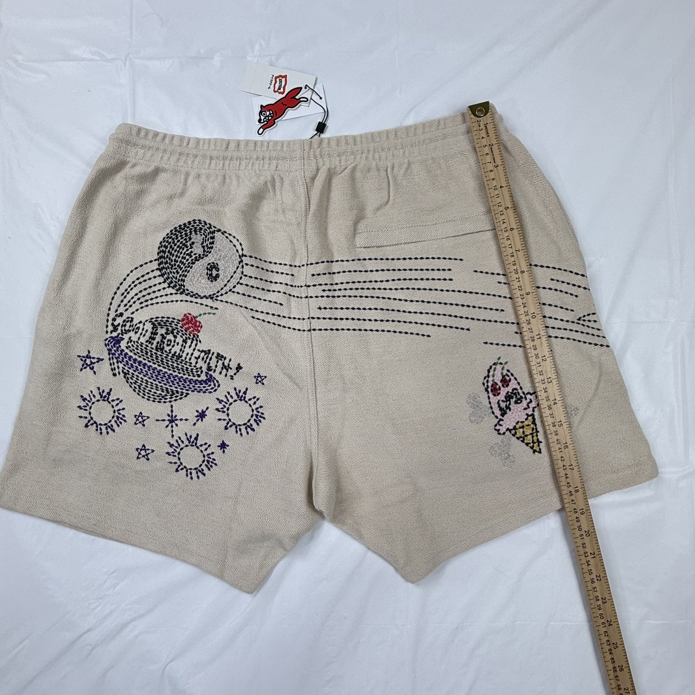 Icecream ICECREAM Astral Shorts Mens 3X Fog Beige Embroidered New Size US 40 / EU 56 - 3 Thumbnail