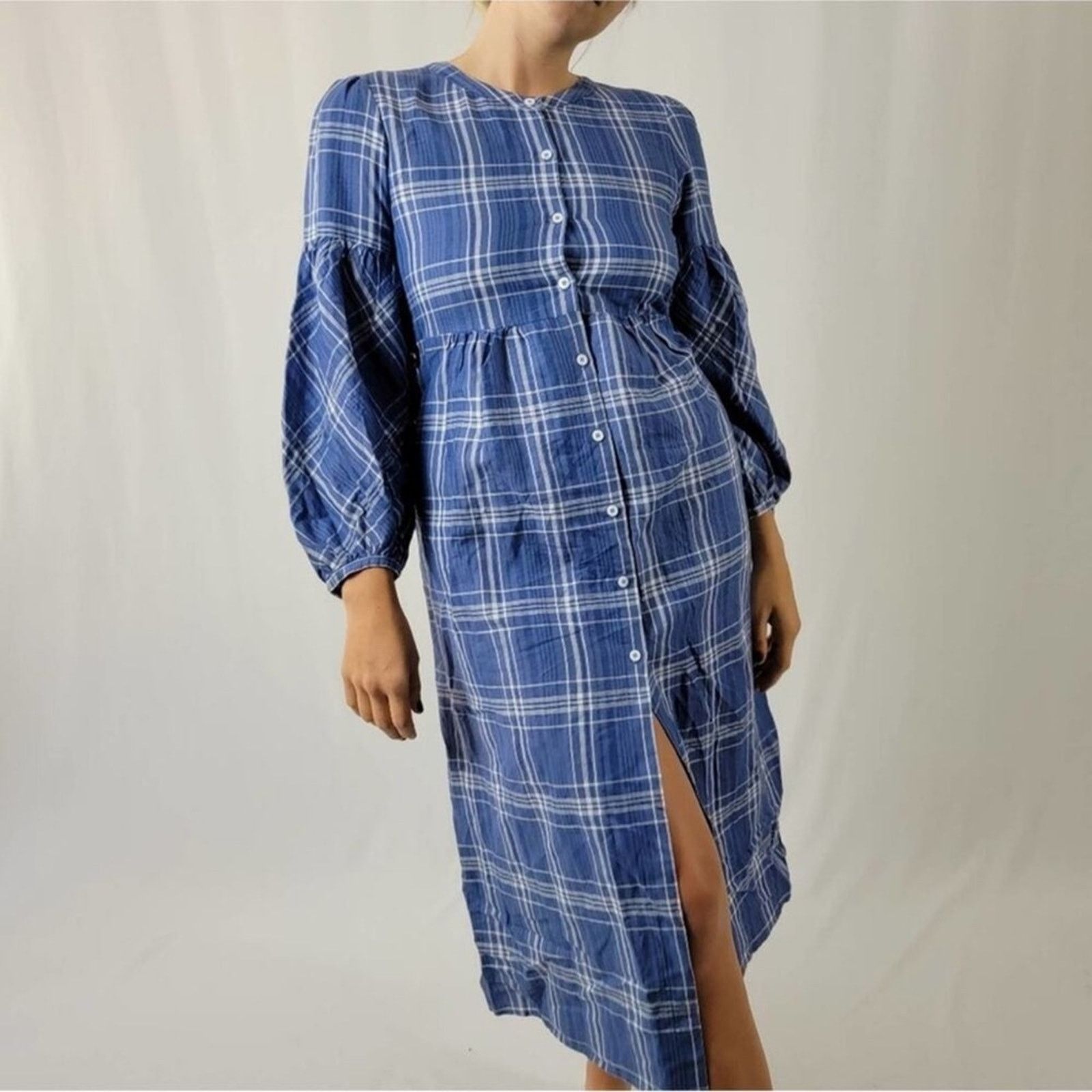 Zara Zara Blue Plaid Dress Size M / US 6-8 / IT 42-44 - 1 Thumbnail