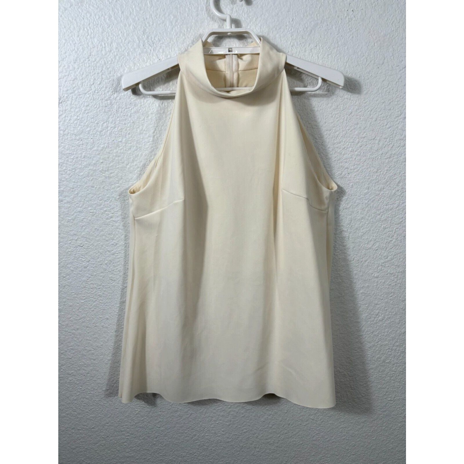 image of Vintage Chiara Boni La Petite Robe Tiffy Halter Top Womens 50 Ivory Sleeveless 14 in White (Size XL