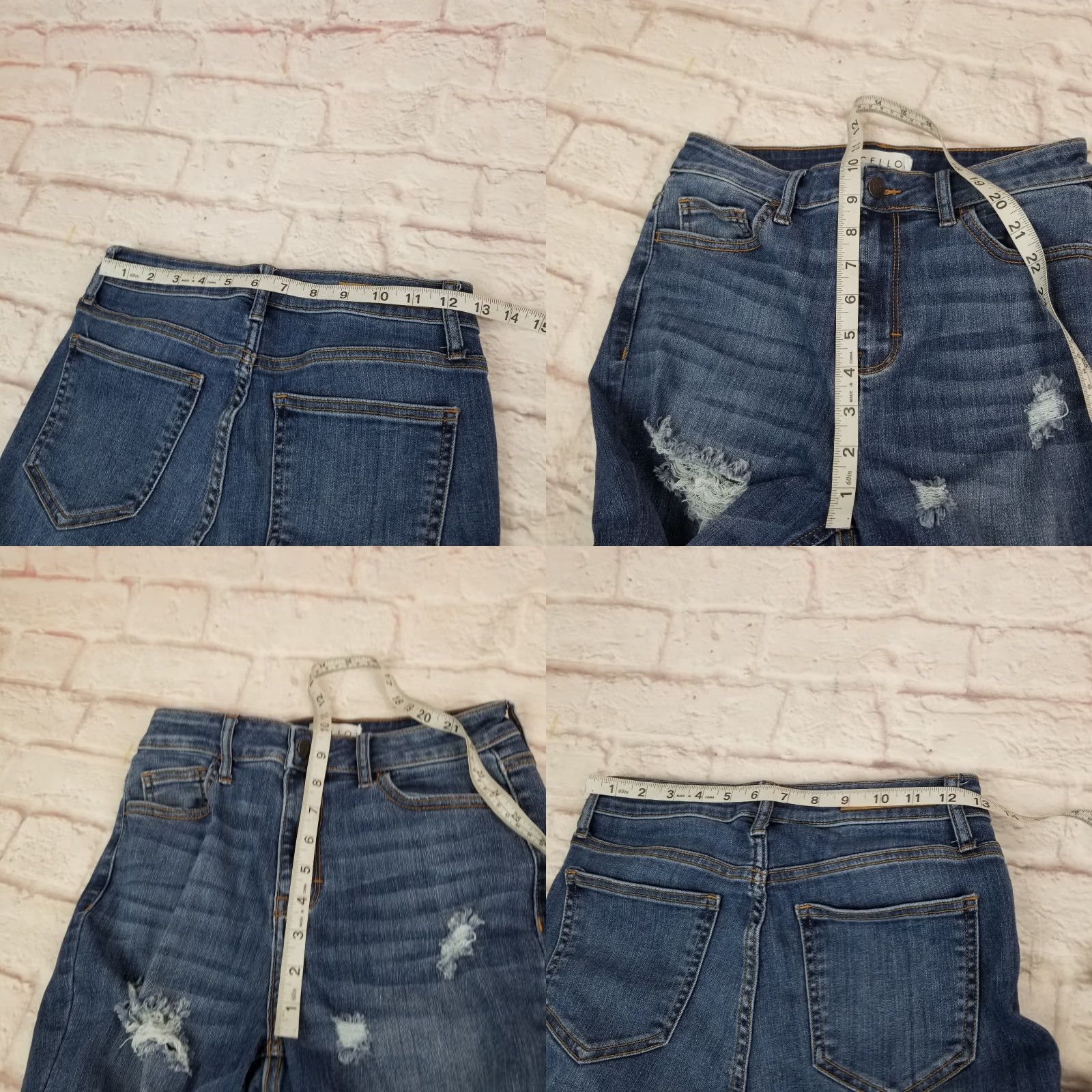 Vintage Cello Jeans Jeggings Medium Wash High Rise Distressed Womens Teens Junior Size 5 5-Pocket Denim Cotton Blend Belt Loops Regular Model Cello Size 27" / US 4 / IT 40 - 8 Thumbnail