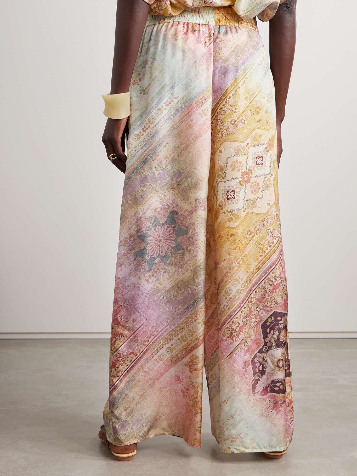 Zimmermann oc11z0226 Tallow Printed Silk Wide-Leg Pants In Multicolor Size 34" / US 12 / IT 48 - 3 Thumbnail