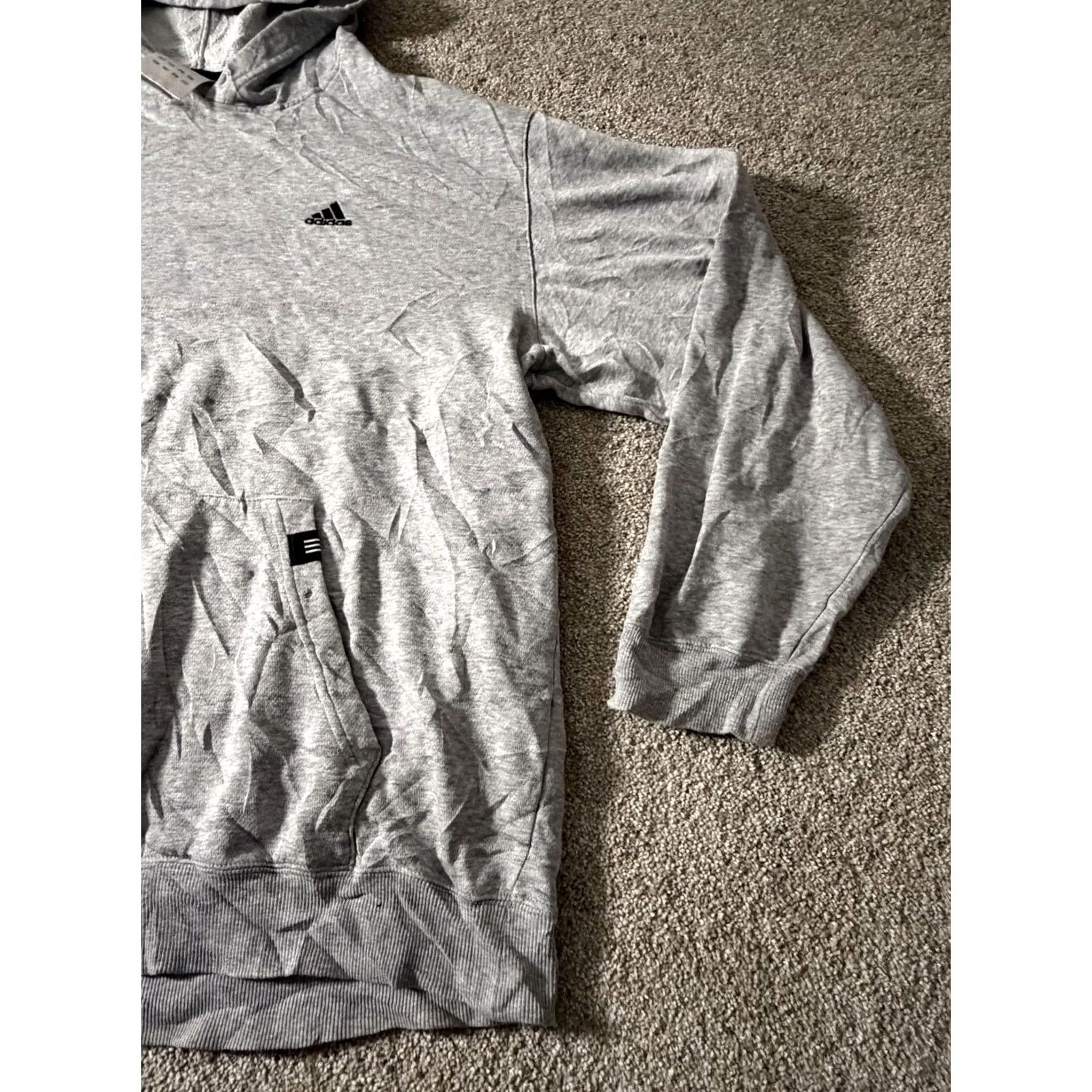 Adidas Adidas Hoodie Mens 3XL Gray Fleece Pullover Kangaroo Pocket Logo Sweatshirt Size US XXL / EU 58 / 5 - 4 Thumbnail