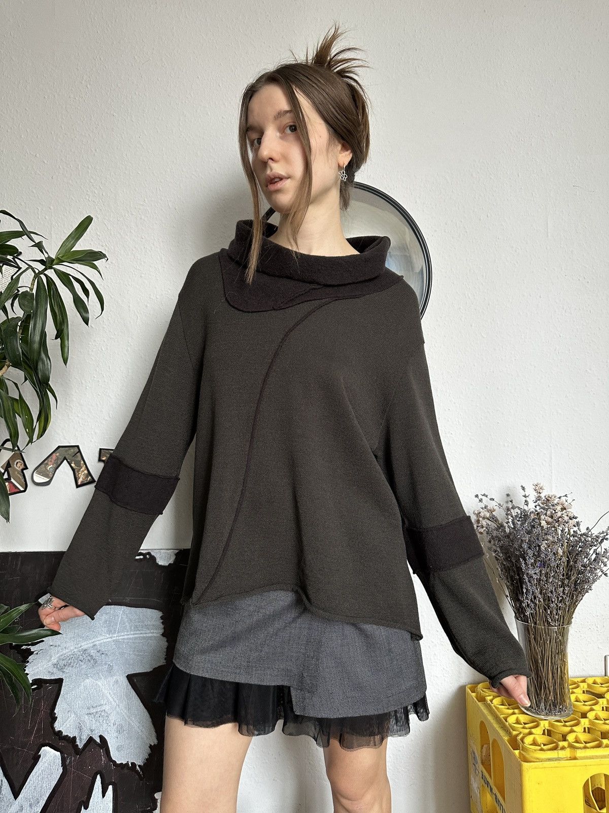 Designer × Seditionaries SULU Wool Blend Cowl Asymmetrical Deconstructive Sweater Size M / US 6-8 / IT 42-44 - 4 Thumbnail