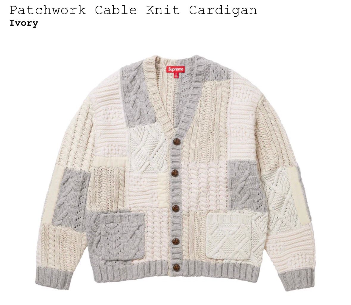 Supreme Supreme patchwork Cable Knit Cardigan FW23 Ivory | Grailed