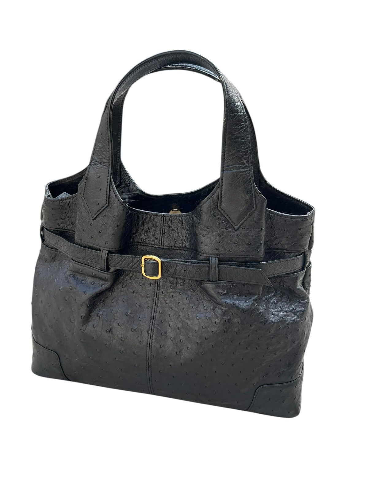 Leather Vintage JRA Japan Black Ostrich Leather Bag Size ONE SIZE - 20 Thumbnail