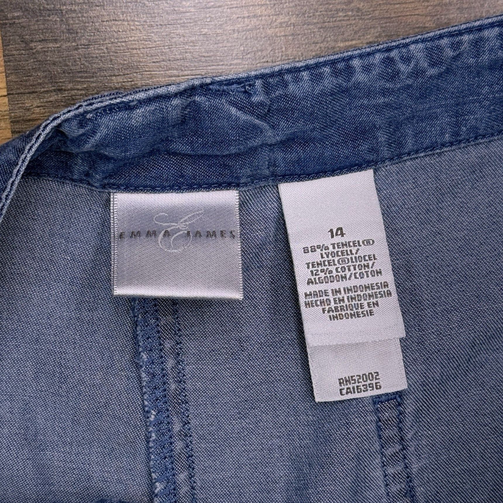 Denime Emma James Cropped Pants Womens 14 Denim Drawstring Wide-Leg City Relaxed High Rise Jeans Cotton Tencel Blue New with Tags Size 36" / US 14 / IT 50 - 5 Thumbnail