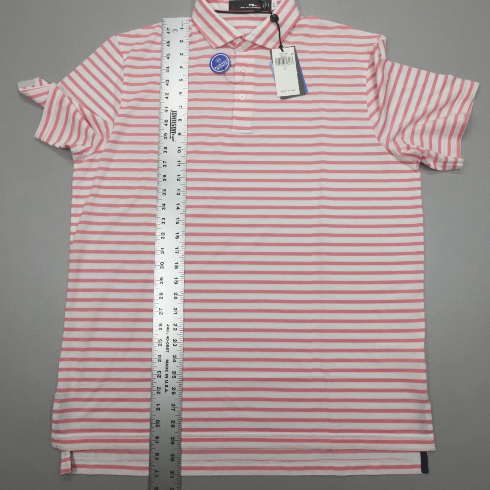 Ralph Lauren Ralph Lauren RLX Performance Golf Polo Shirt L Striped Wicking Lightweight Pink/White Men's Polo Shirt Shirt Mens Polo Shirt Size US L / EU 52-54 / 3 - 6 Thumbnail