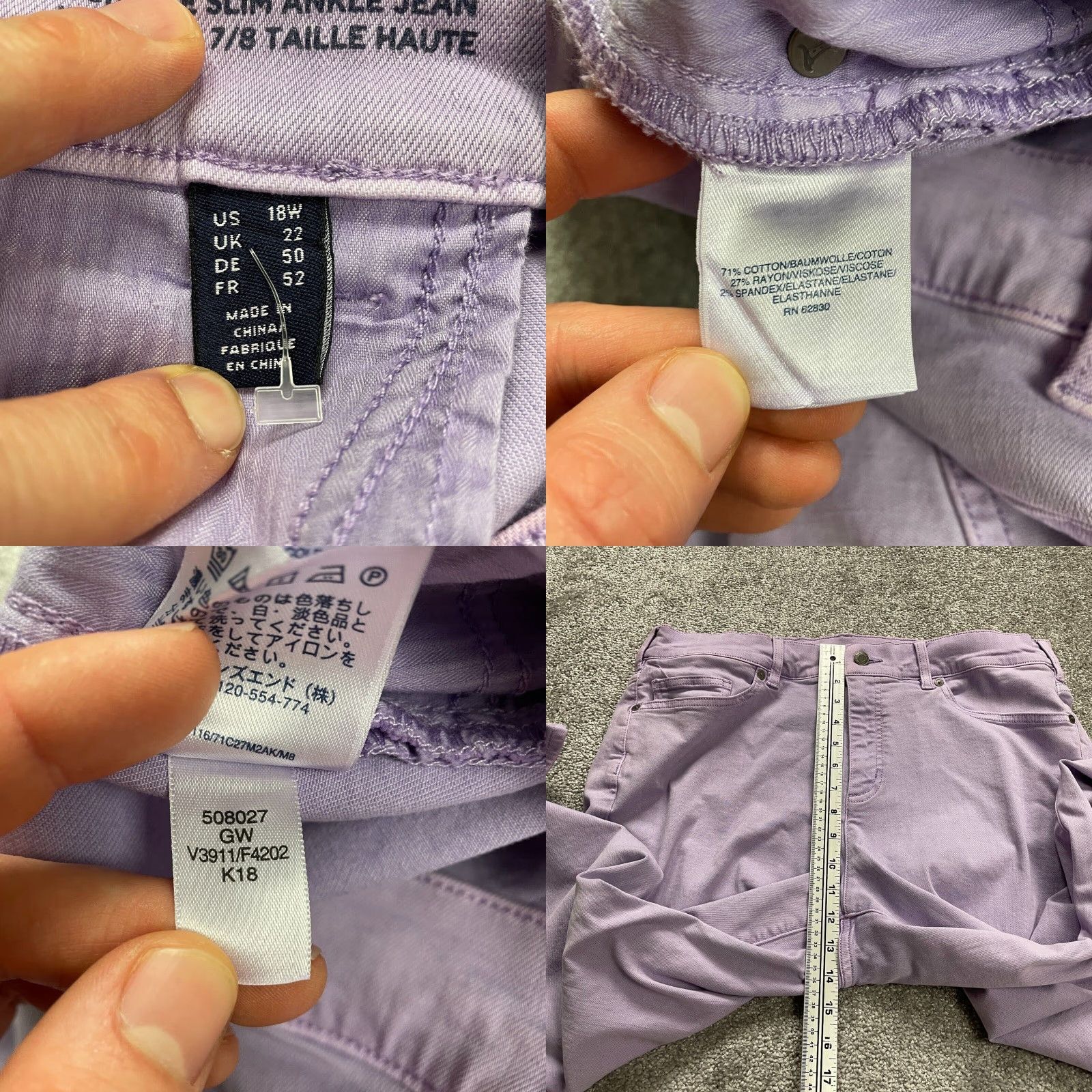 Lands' End Lands' End Jeans Women 18 Purple High Rise Slim Straight 26.5 Inseam 36 Waist 5-Pocket Denim Brand: Lands' End Jeans Women Size 40" / US 18 - 9 Thumbnail