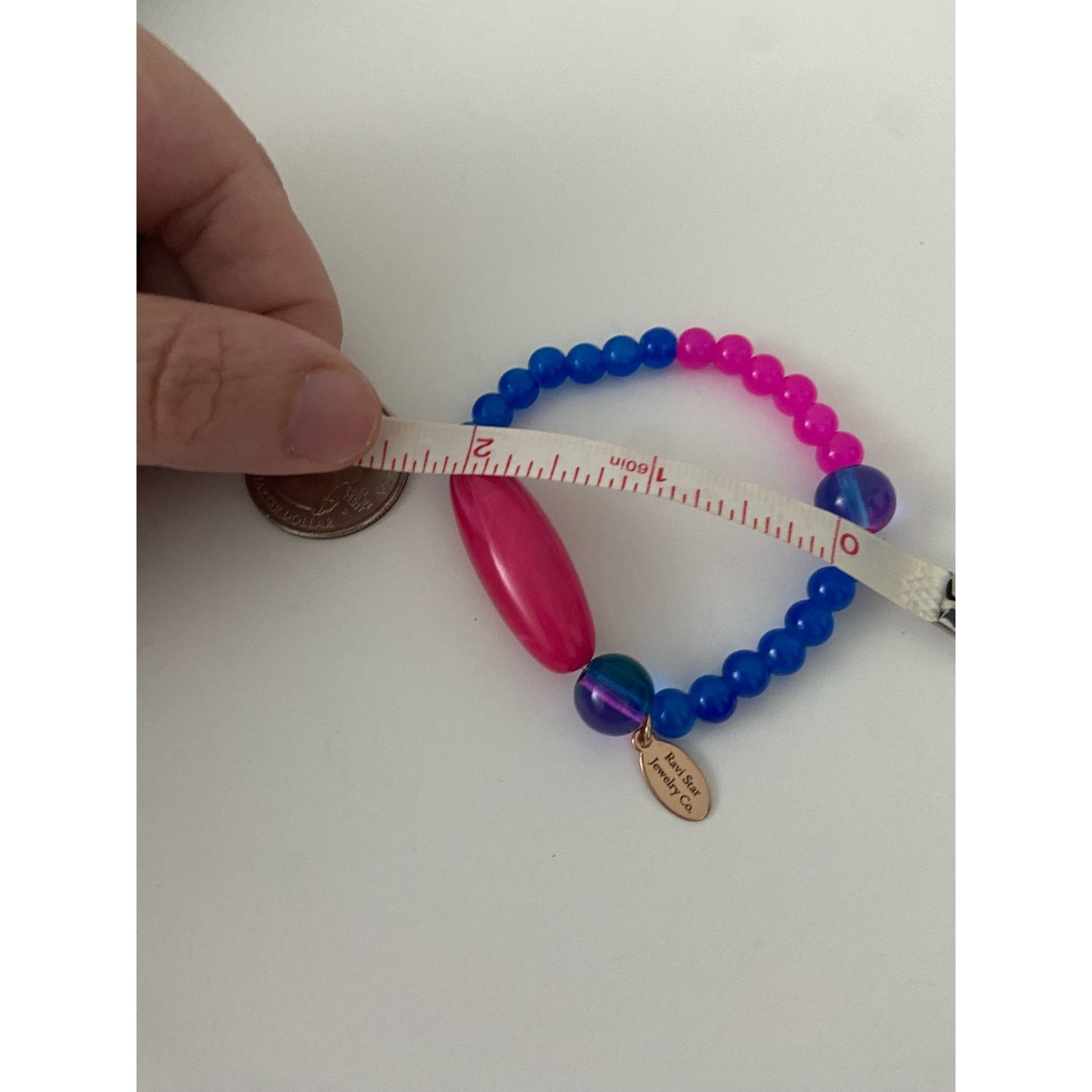 Handmade Handmade bright blue and pink bead bracelet Size ONE SIZE - 4 Thumbnail