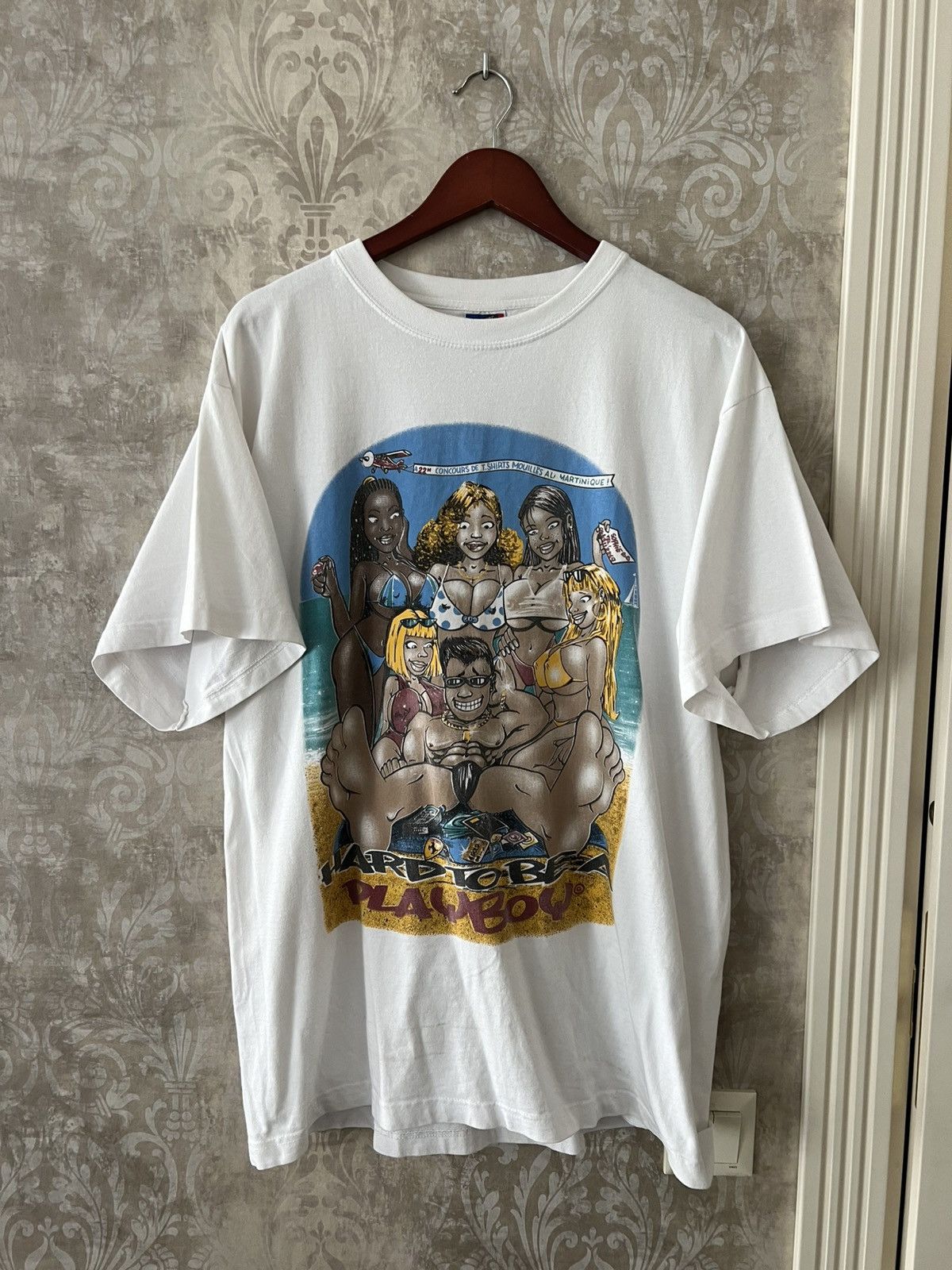 Vintage Vintage Humor Cartoon Graphic T-Shirt Hard To Be A Playboy Size US XXL / EU 58 / 5 - 1 Thumbnail