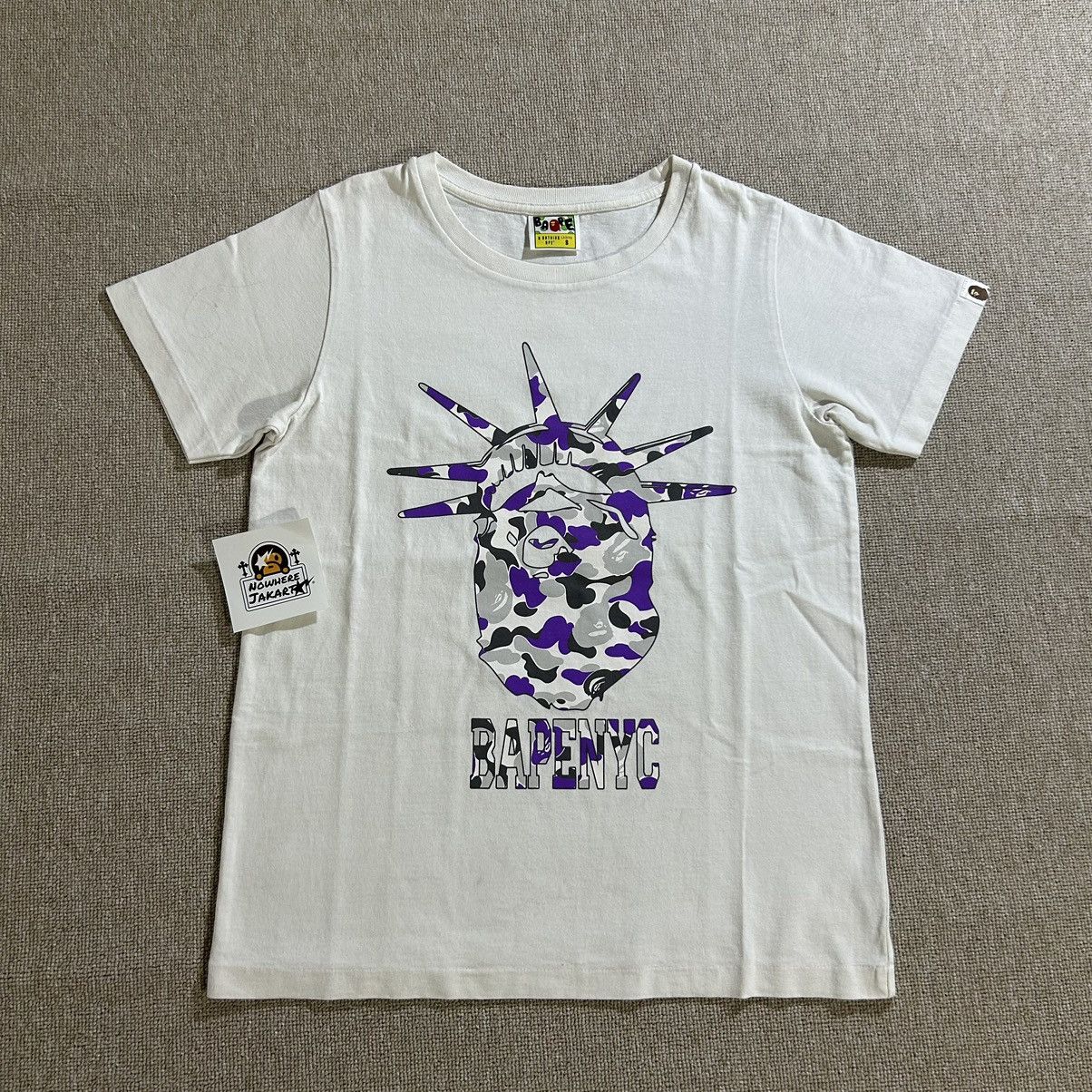 image of Bape Nyc Ape Head Camo Tee in White, Women's (Size Small)