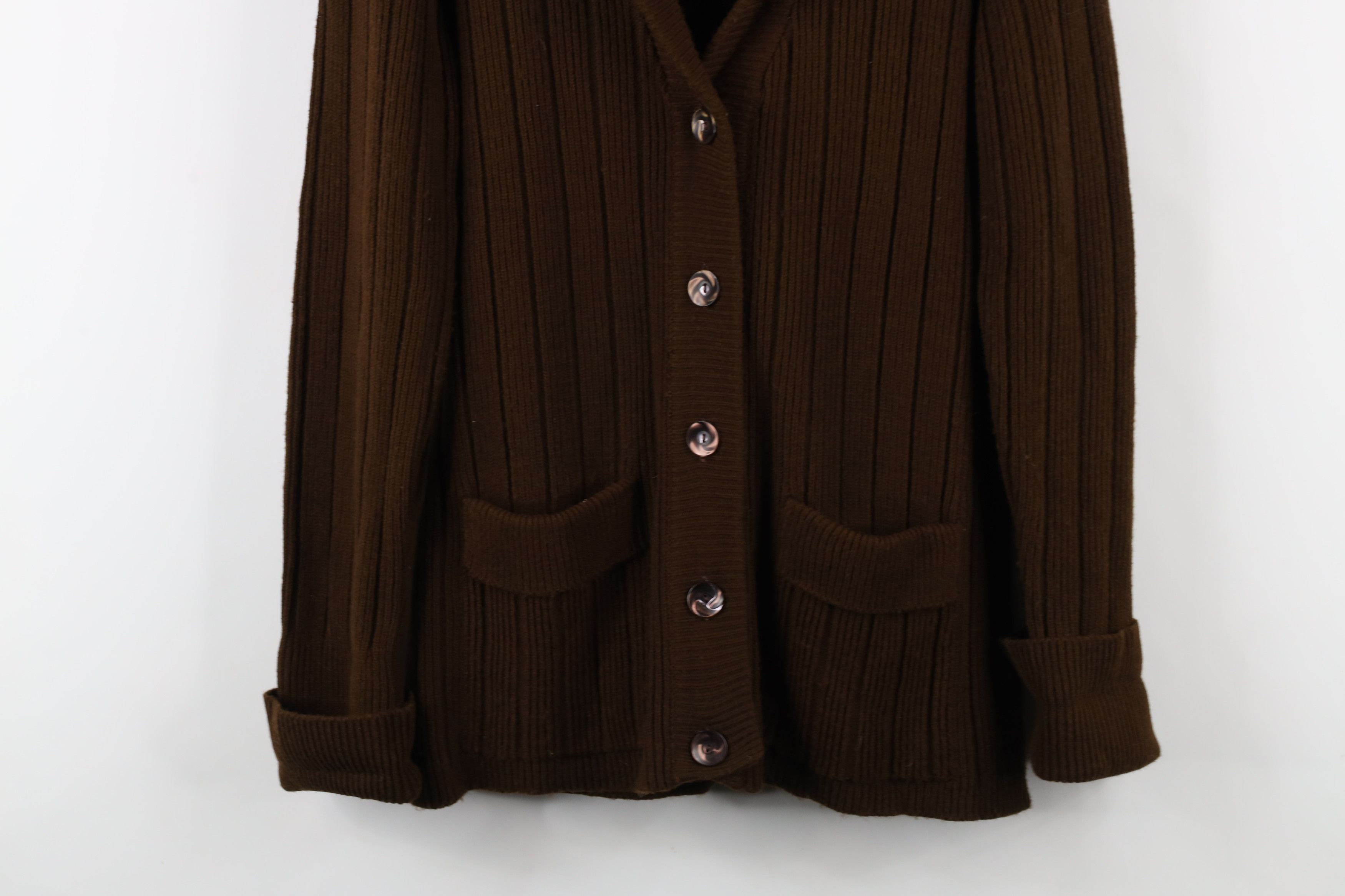 Vintage Vintage 70s Streetwear Ribbed Knit Shawl Cardigan Sweater Size L / US 10 / IT 46 - 3 Thumbnail