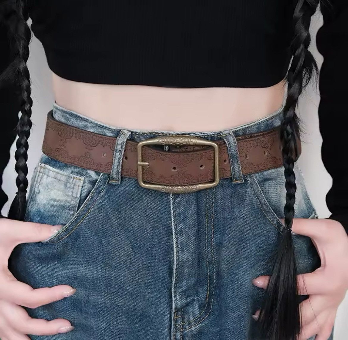 Cowboy Equipment × Vintage vintage style brown american western floral rustic boho belt Size ONE SIZE - 4 Thumbnail