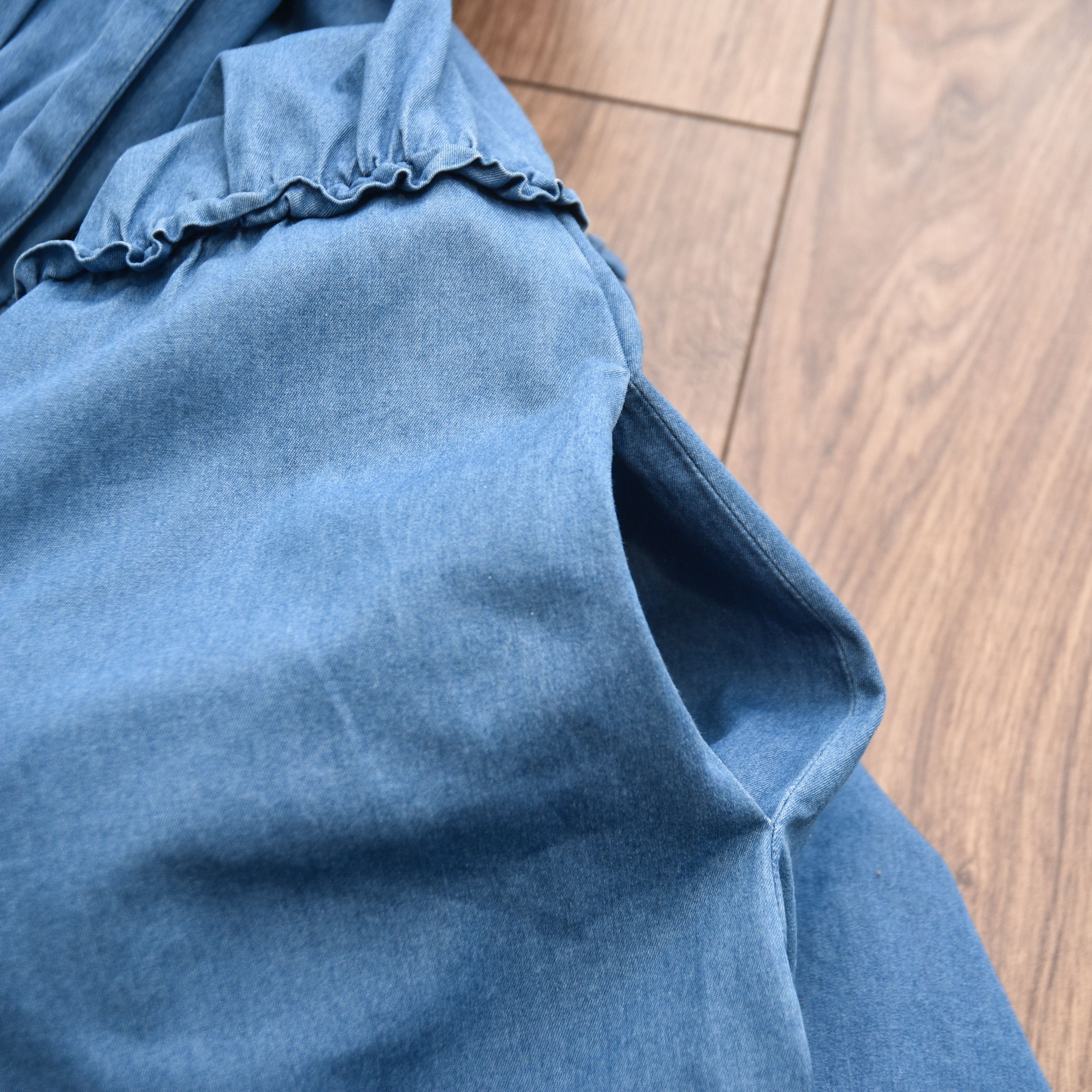 A.P.C. A.P.C. Hoshi Denim Shirt Dress Ruffle Collar Frill Detail Size S / US 4 / IT 40 - 11 Thumbnail