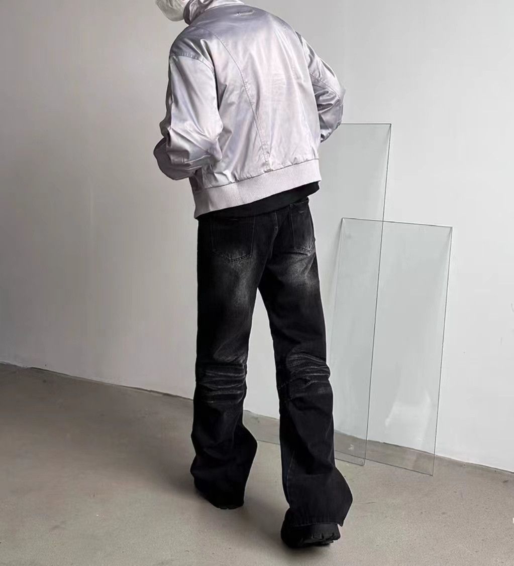 Japanese Brand × Jean Street vintage washed black cracked wide leg jeans Size US 32 / EU 48 - 8 Thumbnail