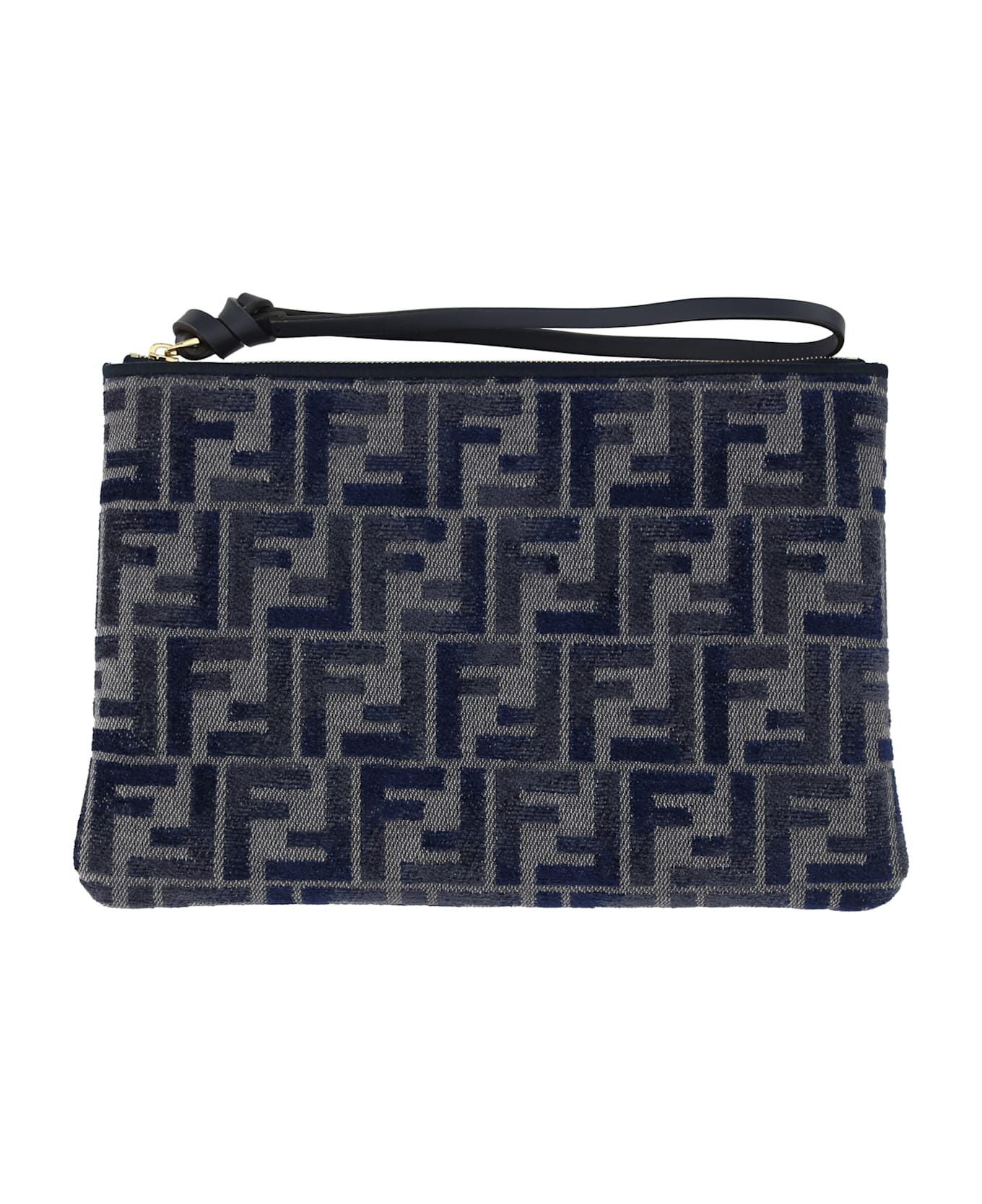 Fendi o1s1wg111225 Size: OS/Peekaboo Flat Pouch in Dark Blue Size ONE SIZE - 1 Thumbnail