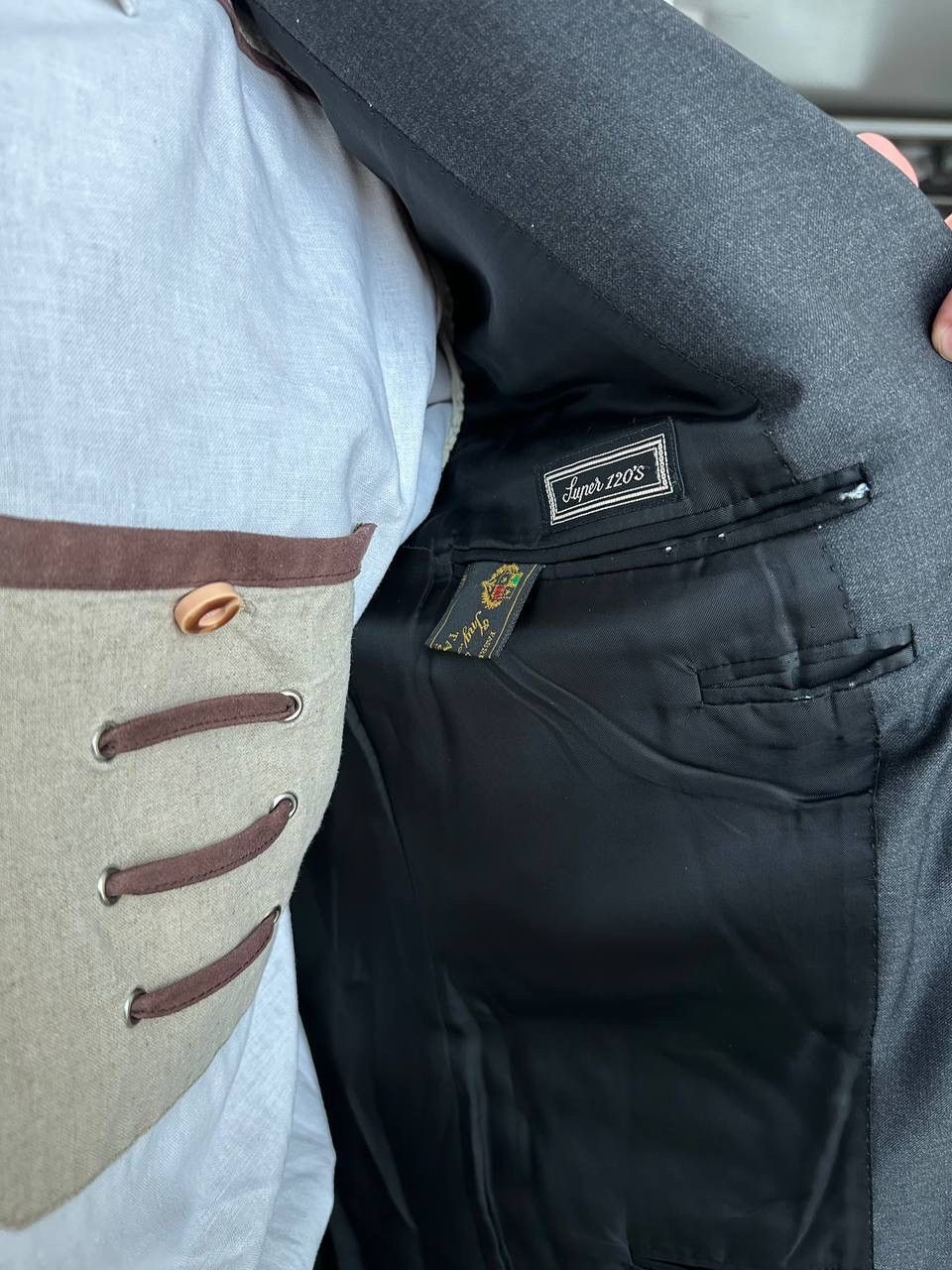 Canali × Vintage Vintage Canali Men's Trousers+Jacket Gray Loro Piana Suit Size 54L - 15 Thumbnail