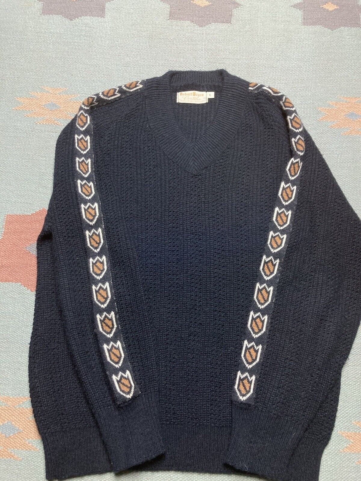 Robert Bruce × Vintage 60s knit sweater Robert Bruce v neck acrylic soft shaggy L Size US L / EU 52-54 / 3 - 4 Thumbnail