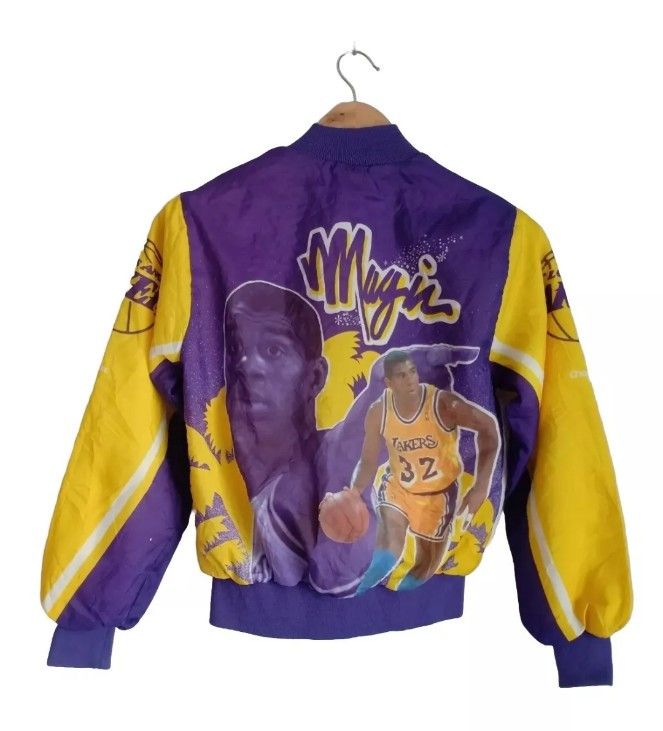 NBA × Vintage Vintage Magic Johnson Chalk Lines 90's nylon Jacket Size US M / EU 48-50 / 2 - 2 Thumbnail