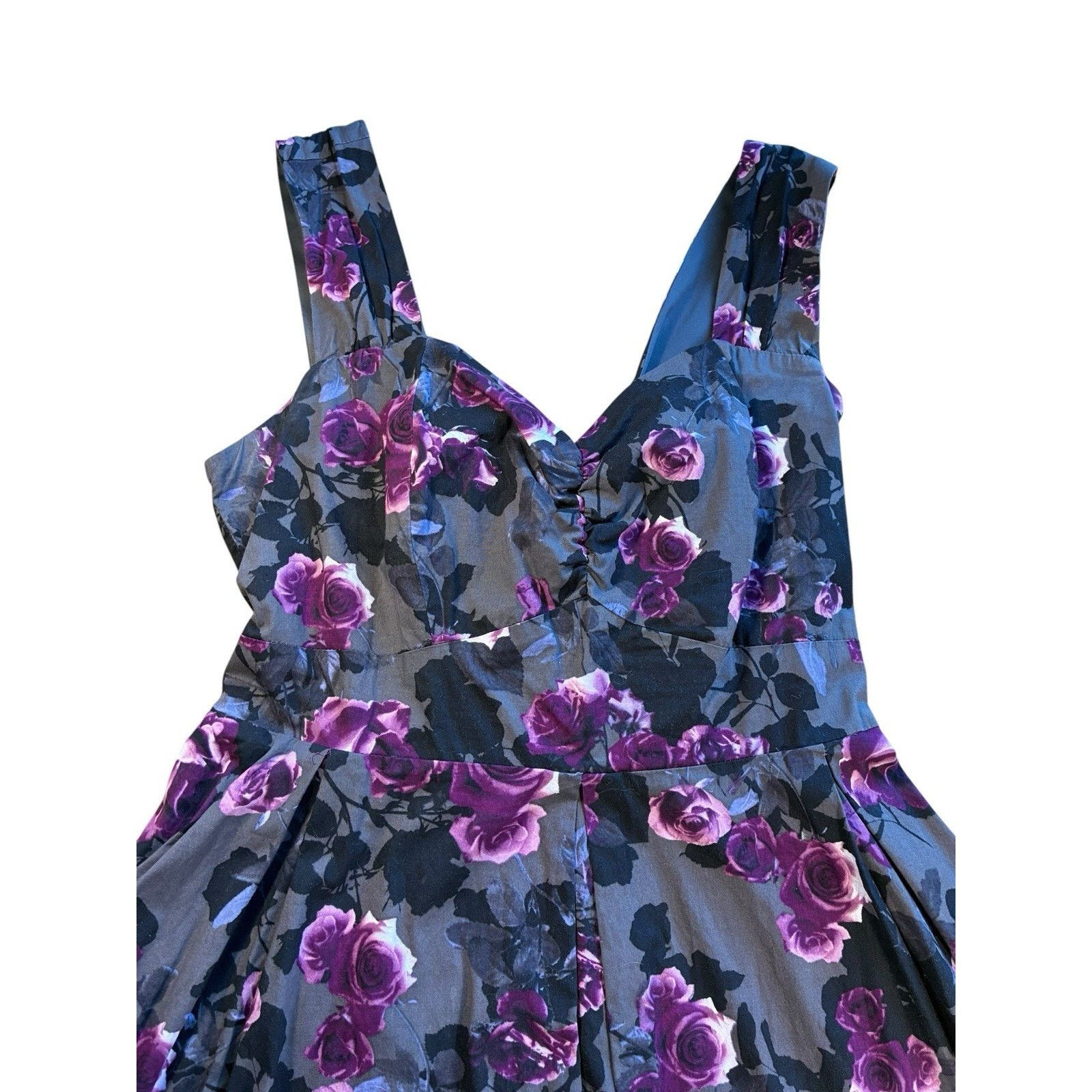 Hot Topic Hot Topic Y2K Purple Roses Fit Flare Mini Dress 2XLTie Back Size XXL / US 16-18 / IT 52-54 - 14 Thumbnail