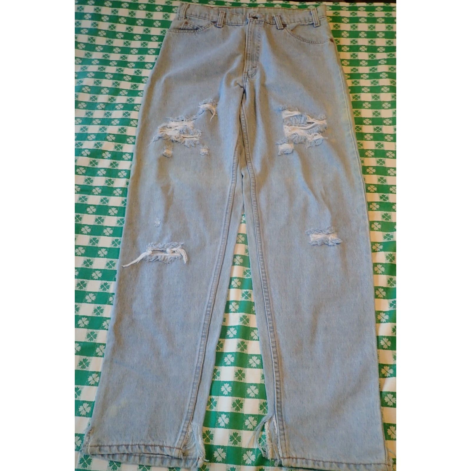 Levi's Vintage 90s Levi's Orange Tab Distressed Jeans Men’s Blue Denim 34x33 Mid Rise Relaxed Fit 500 Series USA Size US 34 / EU 50 - 2 Thumbnail