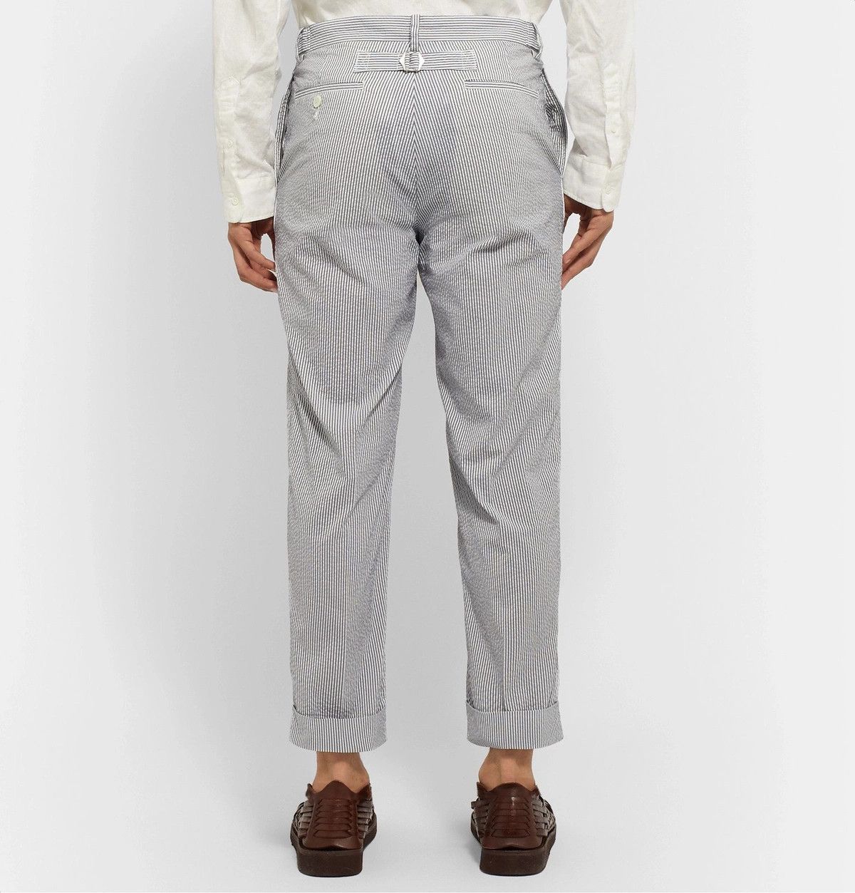 Beams Plus Cropped Striped Seersucker Trousers Size US 32 / EU 48 - 7 Thumbnail
