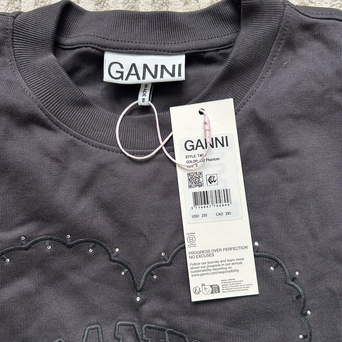 Ganni Ganni Embroidered T-shirt Size S / US 4 / IT 40 - 4 Thumbnail