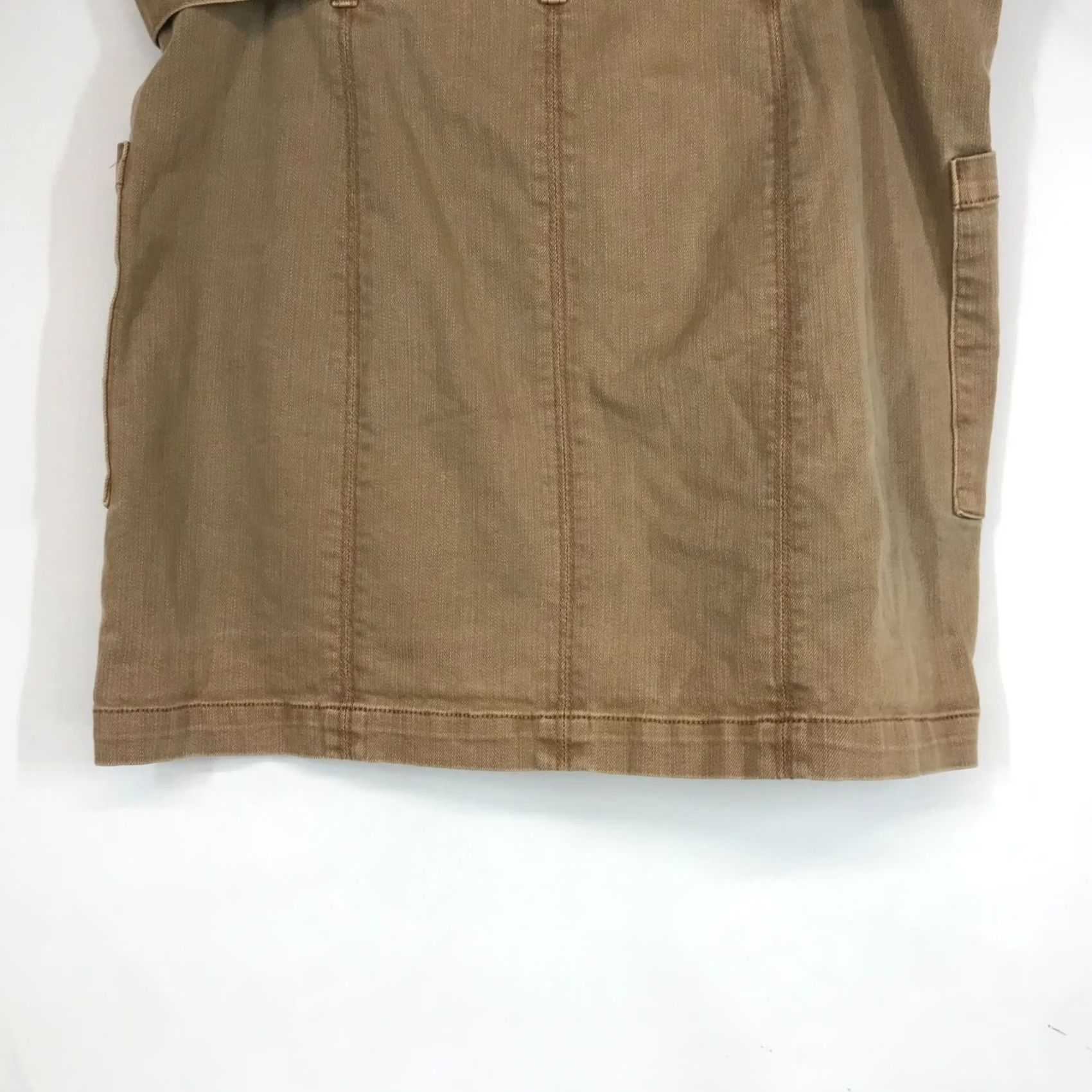 Free People FREE PEOPLE Skirt Womens L Brown Button Front Cotton Blend Short Belted Size 36" / US 14 / IT 50 - 6 Thumbnail