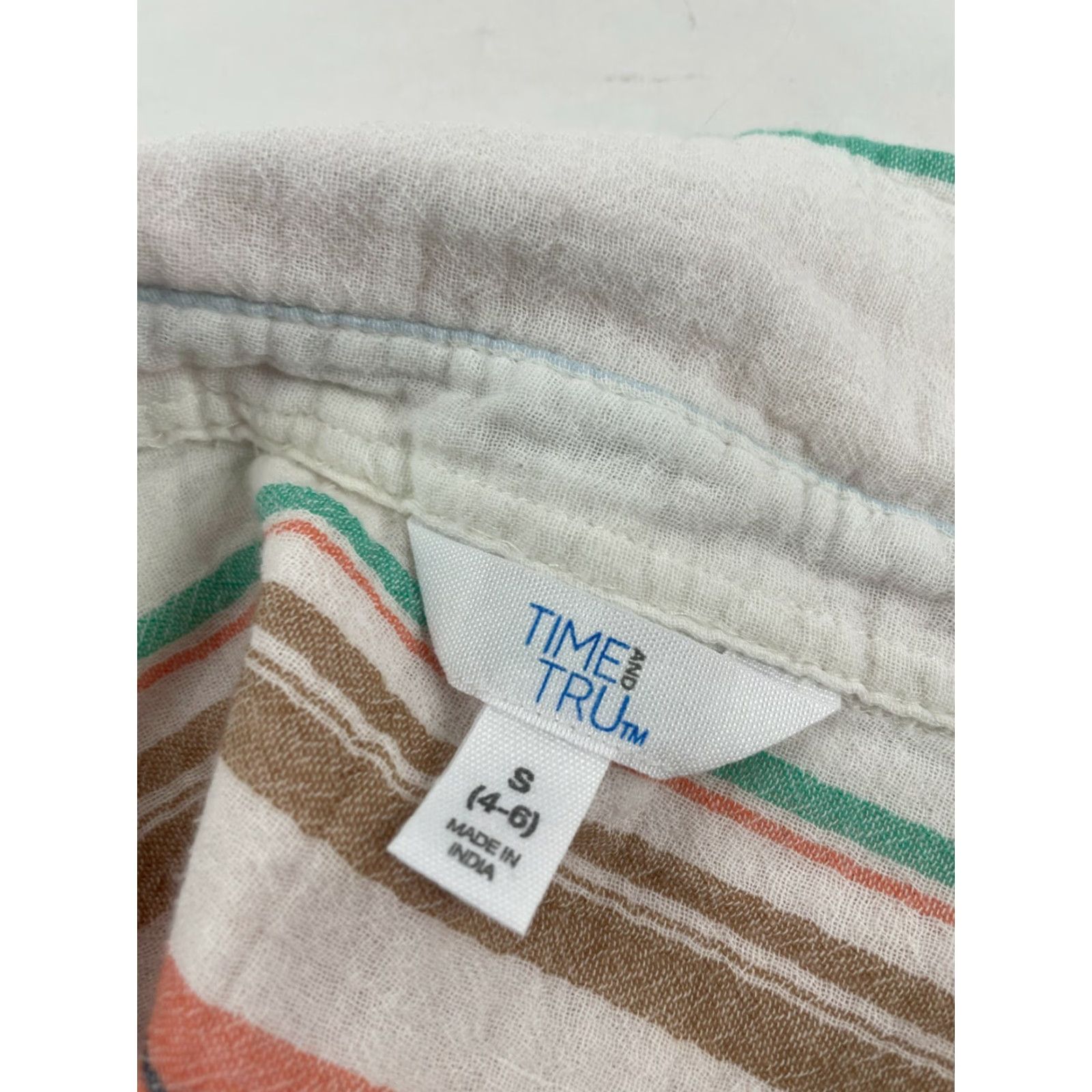 Vintage Time And Tru Blouse Shirt Women's Small Stripes Button Up Sleeveless White Sleeveless Shirt Womens Size S / US 4 / IT 40 - 7 Thumbnail