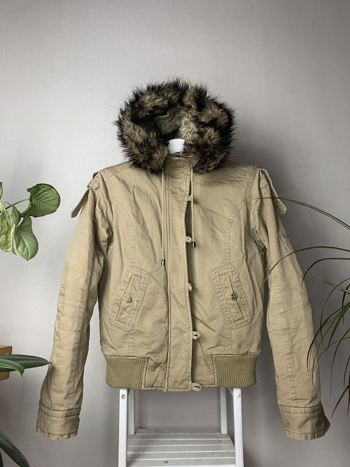 00s archive DIESEL faux fur military Y2K