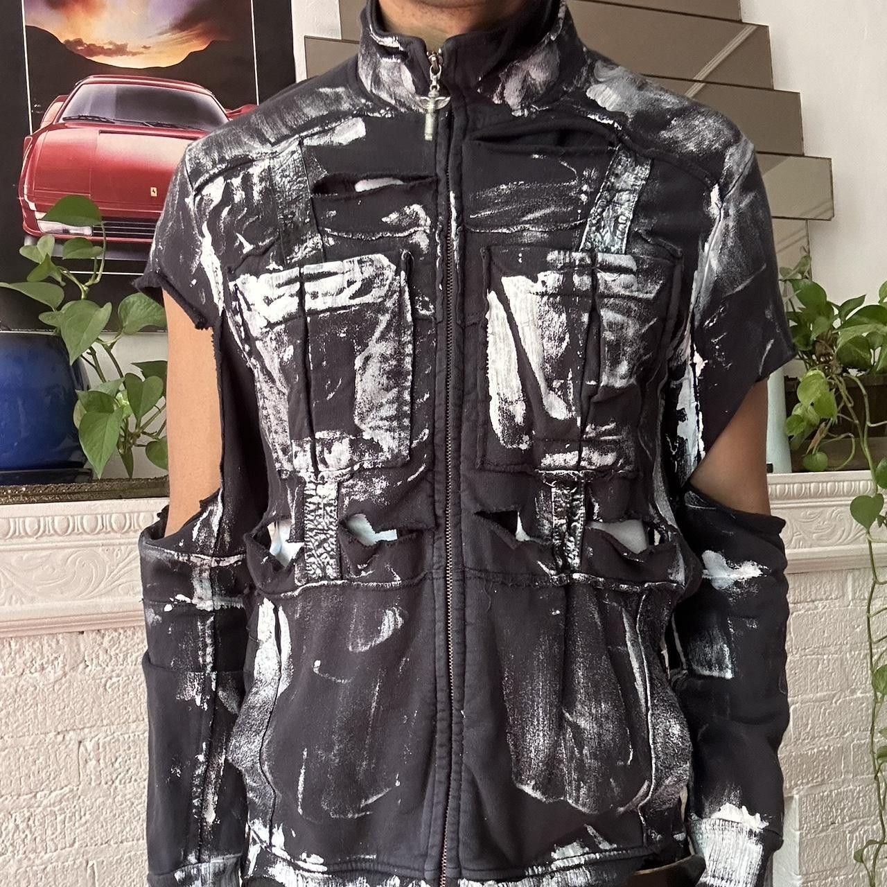 Other ASTROBOI* Y2K Blue Deconstructed Paint Zip Sweatshirt - XL Size US XL / EU 56 / 4 - 2 Thumbnail