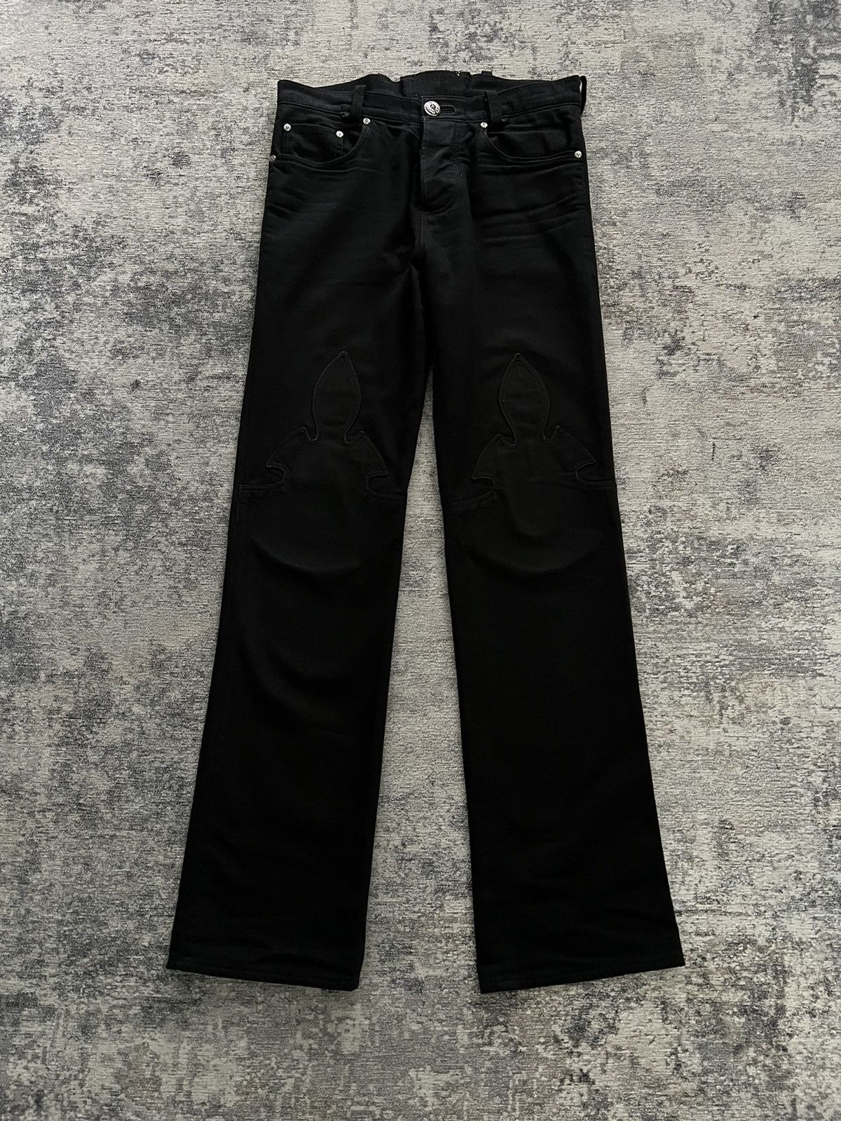 Chrome Hearts Chrome hearts fleurknee black denim jeans SOLD DONT BUY Size US 29 - 2 Thumbnail