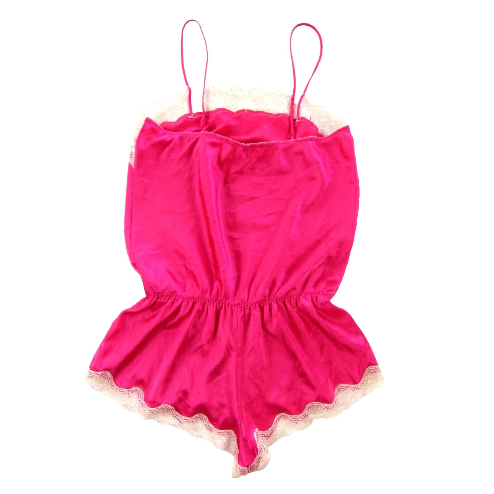 Vintage Victoria's Secret Bright Pink Sexy Lace Spaghetti Strap Lingerie Shorts Romper M Size 32" / US 10 / IT 46 - 2 Thumbnail