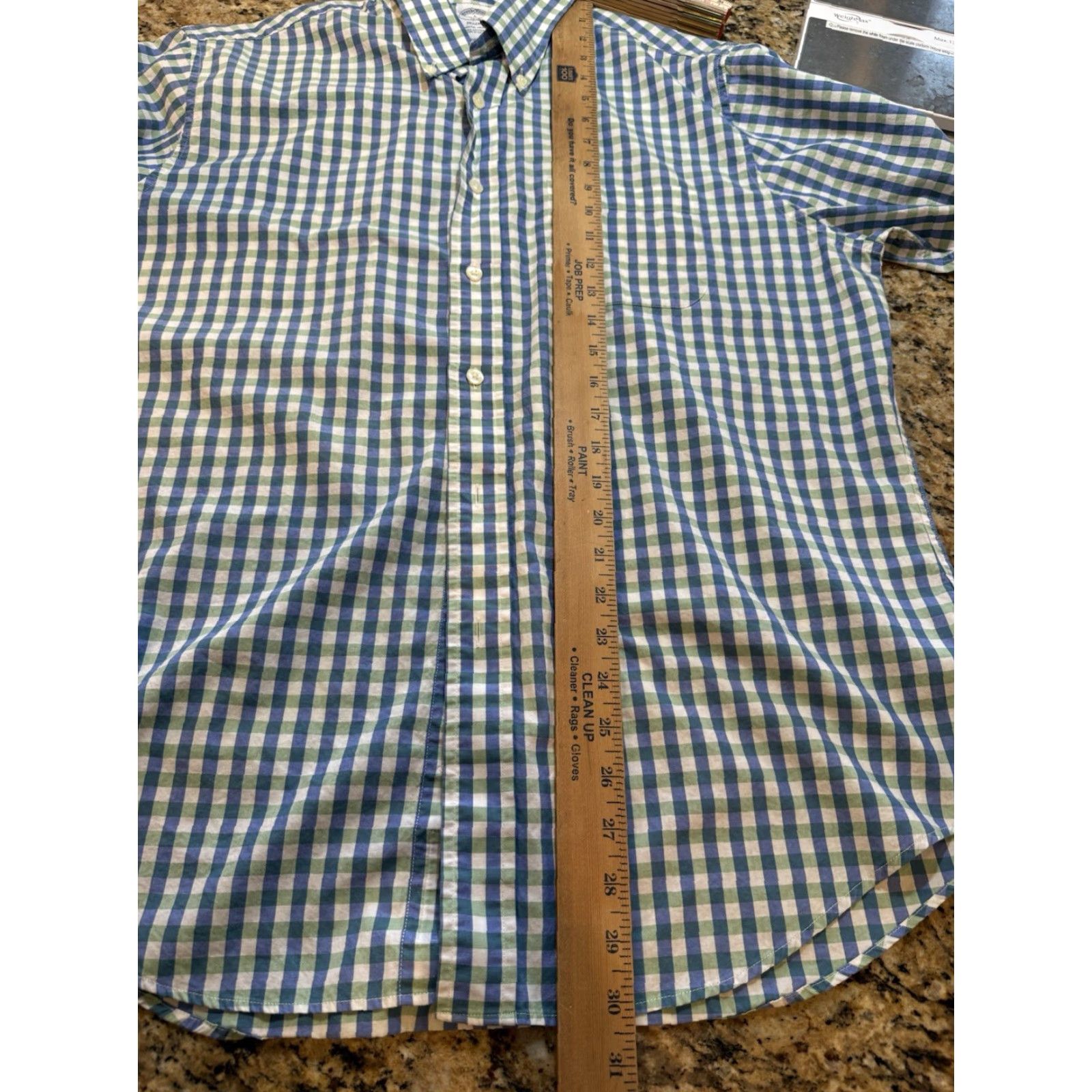 Brooks Brothers Brooks Brothers Shirt Button-Up Short Sleeve Regent Blue Green Gingham Plaid L Multicolor Cotton Mens Size US L / EU 52-54 / 3 - 5 Thumbnail